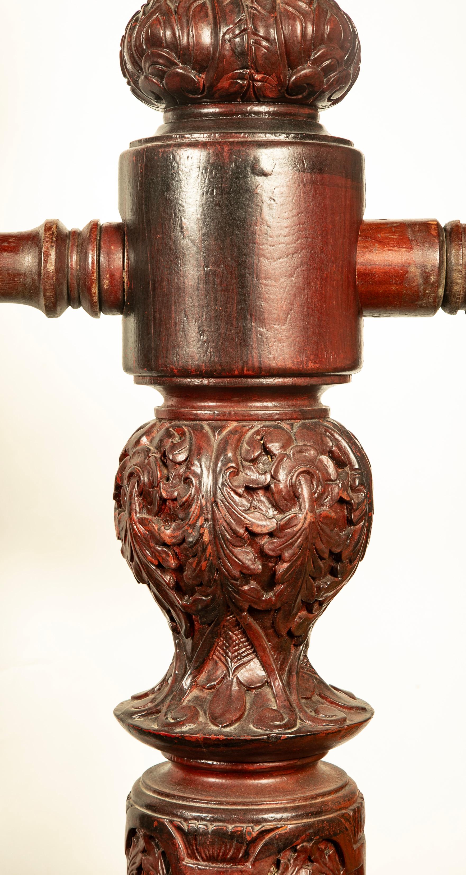 19th Century Burmese Bronze Temple Bell with Hardwood Stand, Large Scale For Sale 6