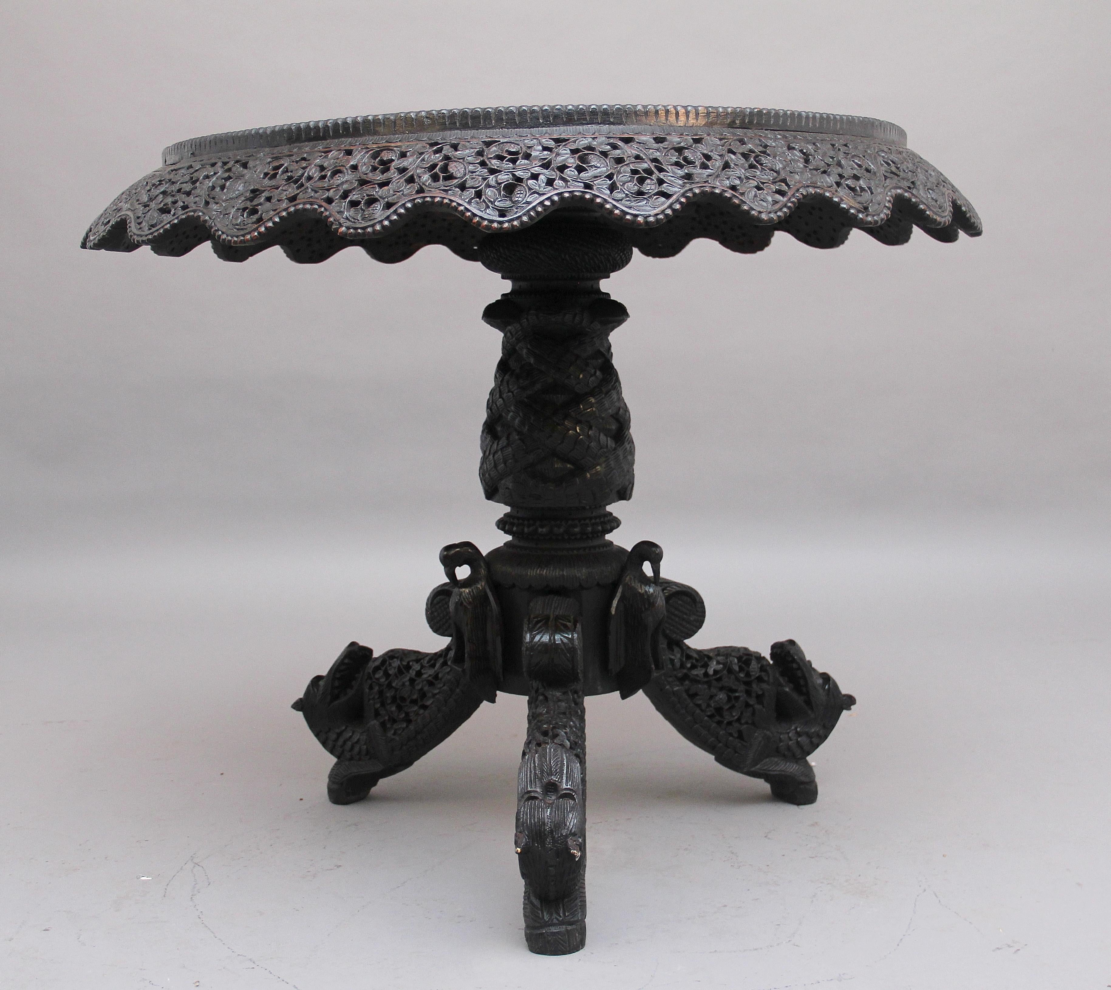 19th Century Burmese Carved Centre Table In Good Condition In Martlesham, GB