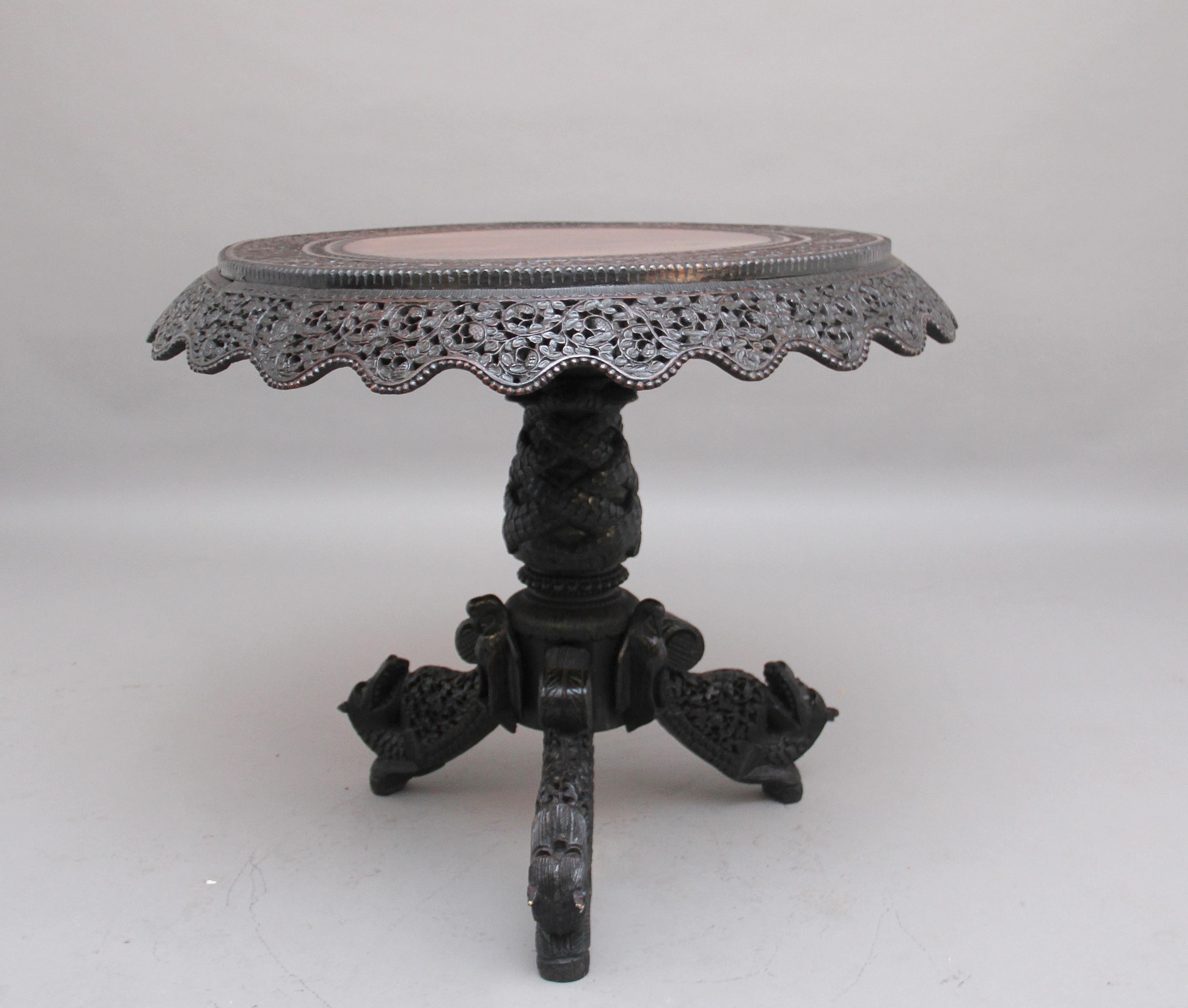 Late 19th Century 19th Century Burmese Carved Centre Table