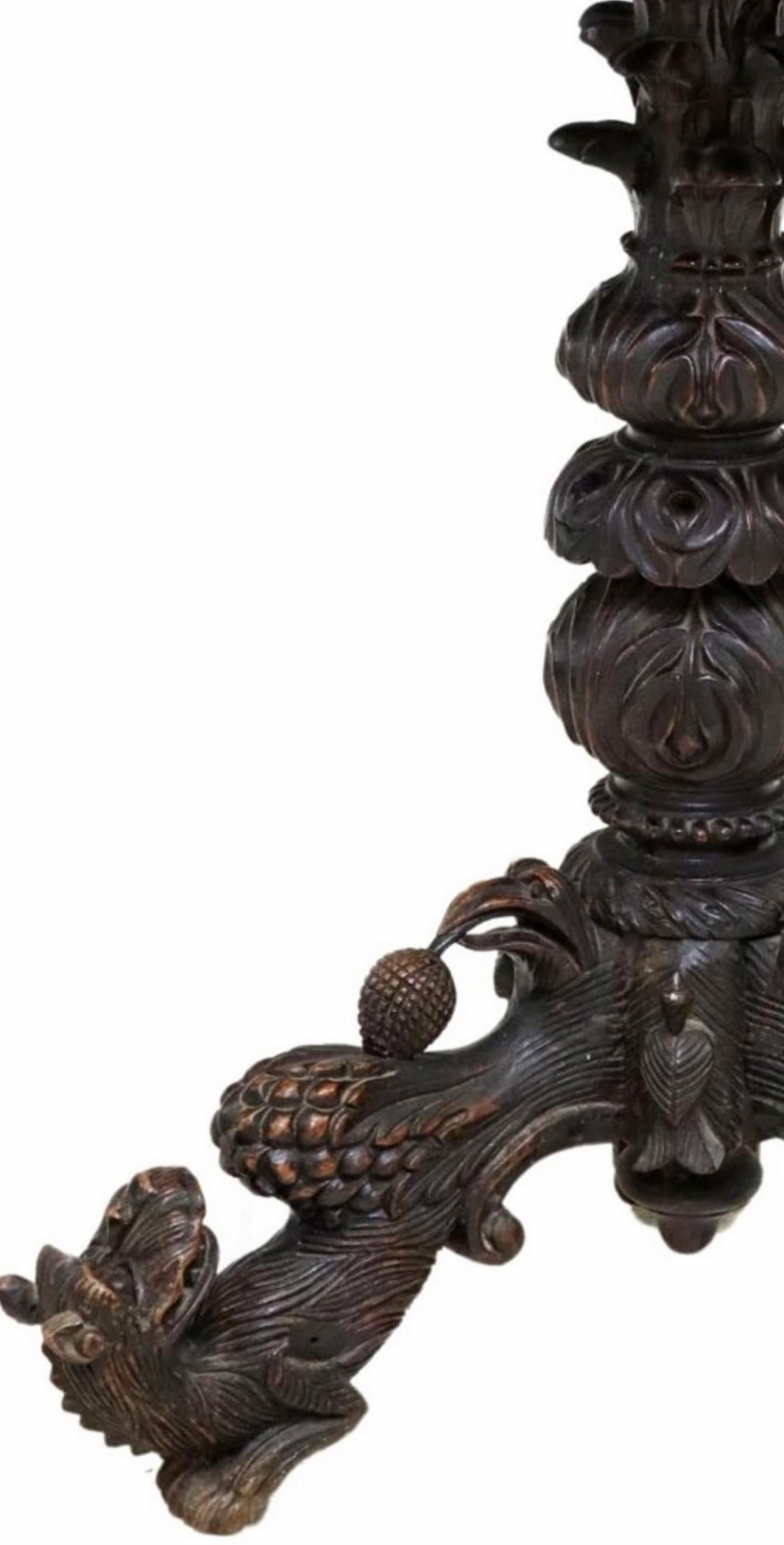 Hardwood 19th Century Burmese Finely Carved Side Table  For Sale