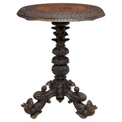 Antique 19th Century Burmese Finely Carved Side Table 