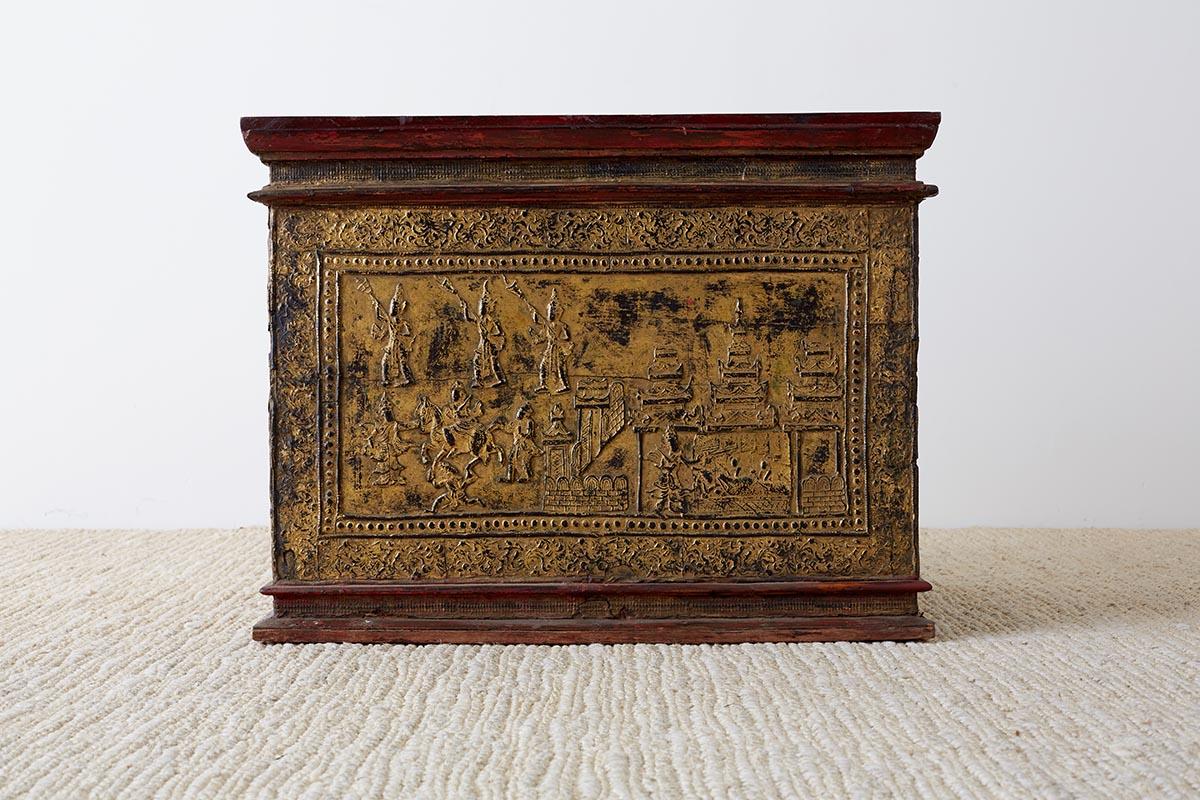 Rustic 19th Century Burmese Gilded Chest or Trunk Table
