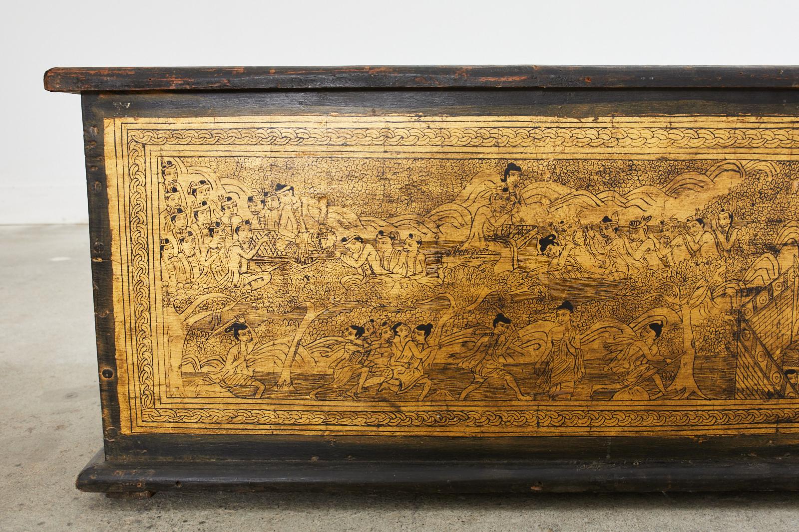 19th Century Burmese Gilded Chest or Trunk Table In Distressed Condition For Sale In Rio Vista, CA