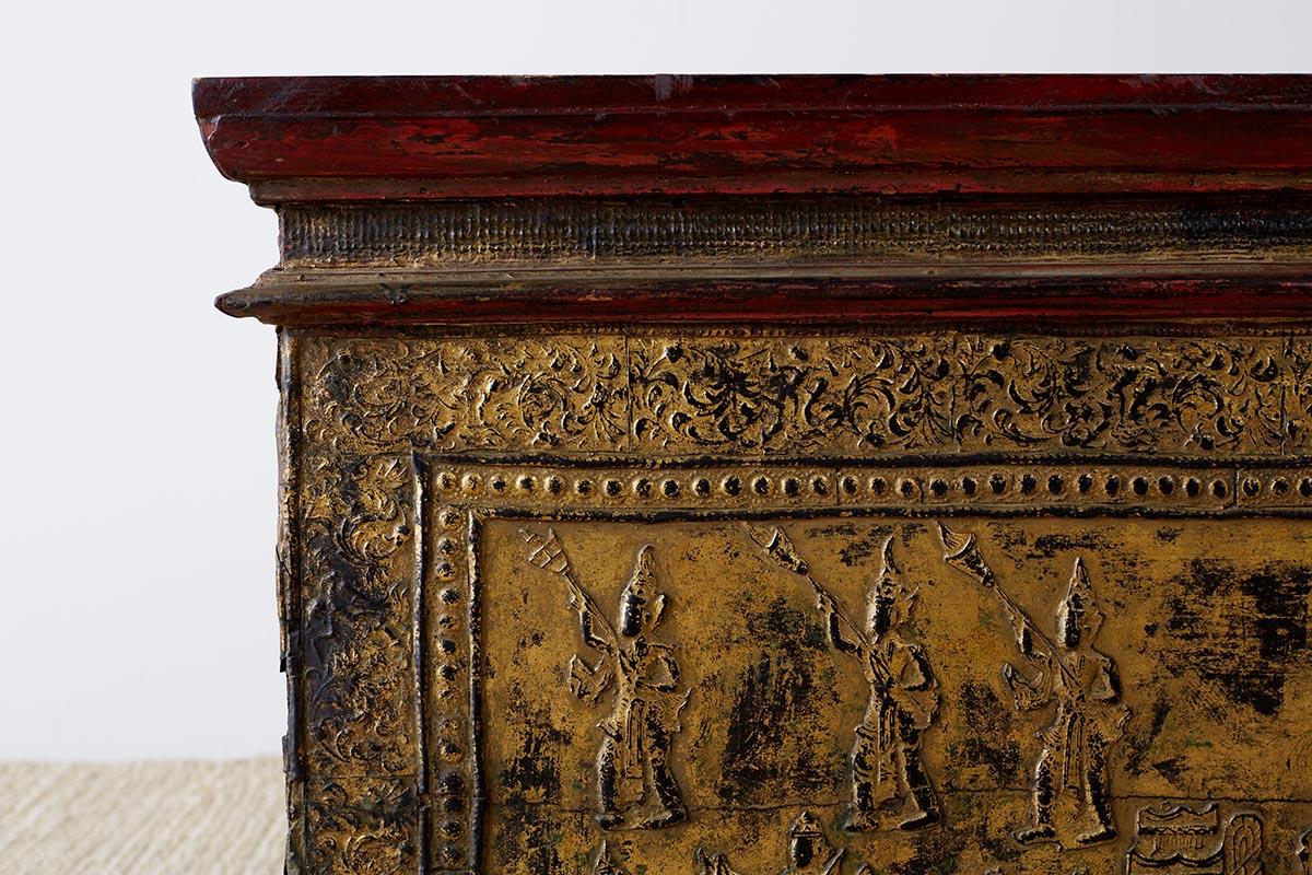 Hand-Carved 19th Century Burmese Gilded Chest or Trunk Table