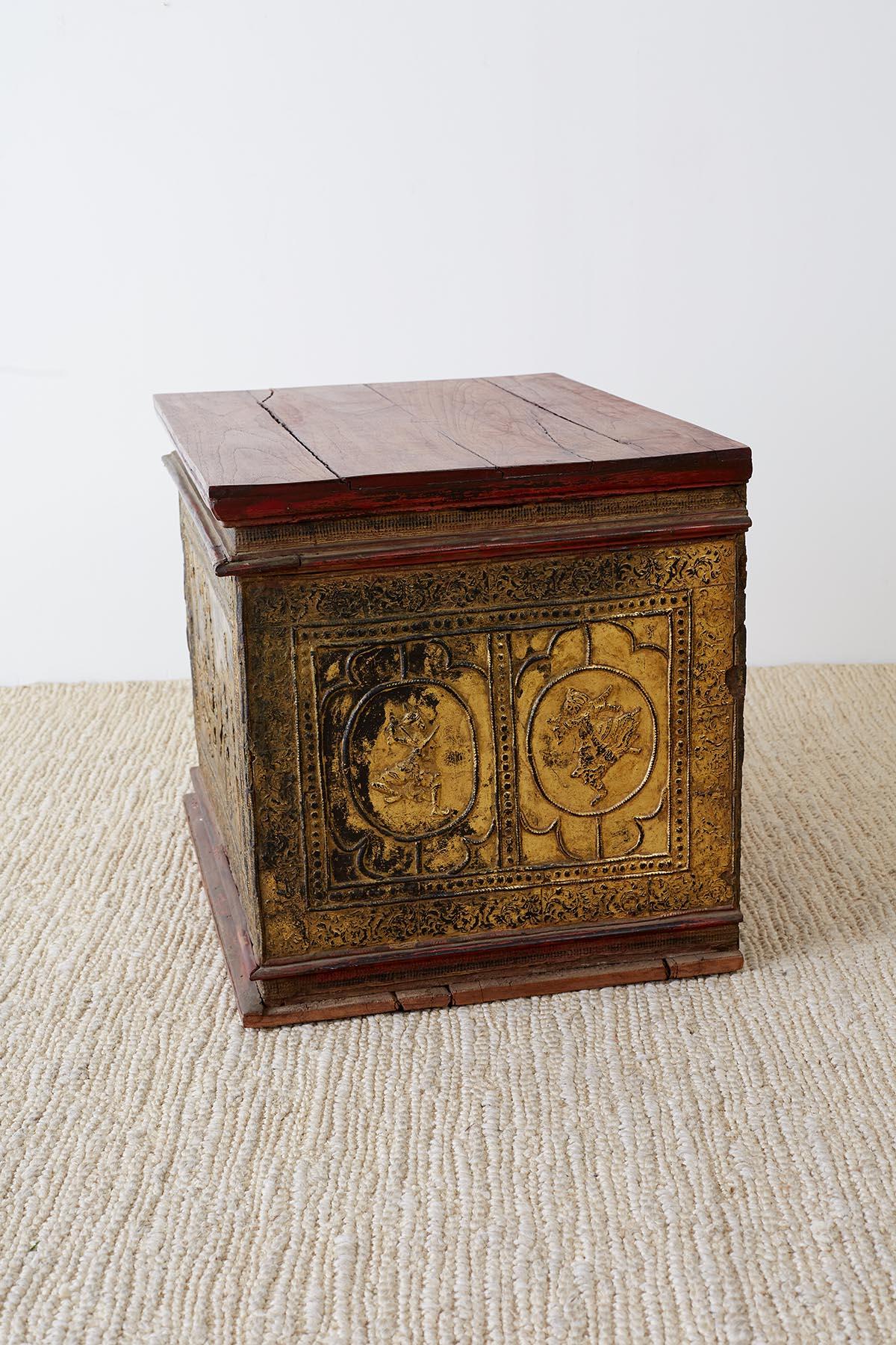 Hardwood 19th Century Burmese Gilded Chest or Trunk Table