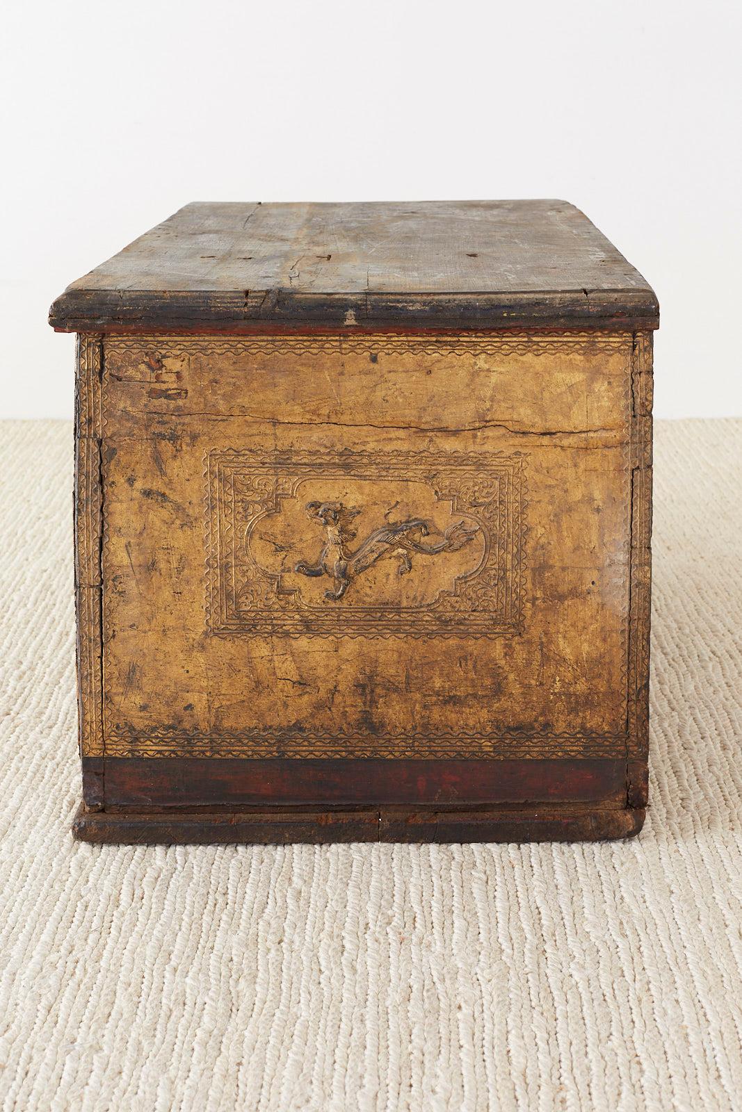 19th Century Burmese Mandalay Gilt Chest or Trunk 9