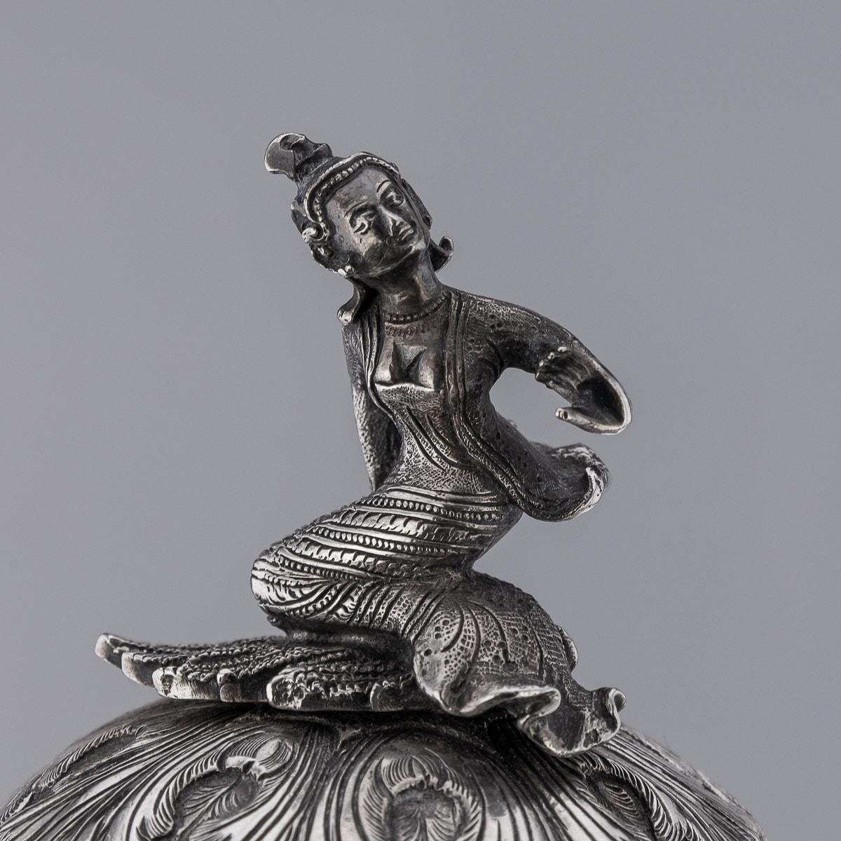 19th Century Burmese (Myanmar) Solid Silver Tea Set, Peacock, c.1890 For Sale 3