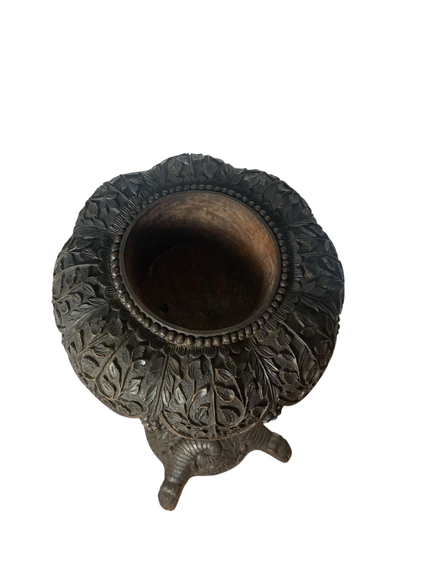 Indian 19th Century Burmese Rosewood Jardinere or Torchere For Sale