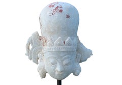 19th Century Burmese Shan State Marble Head of the Buddha