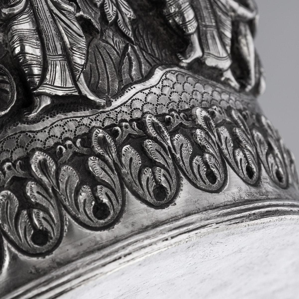 19th Century Burmese Solid Silver Betel Box On Stand, Rangoon, c.1890 For Sale 17