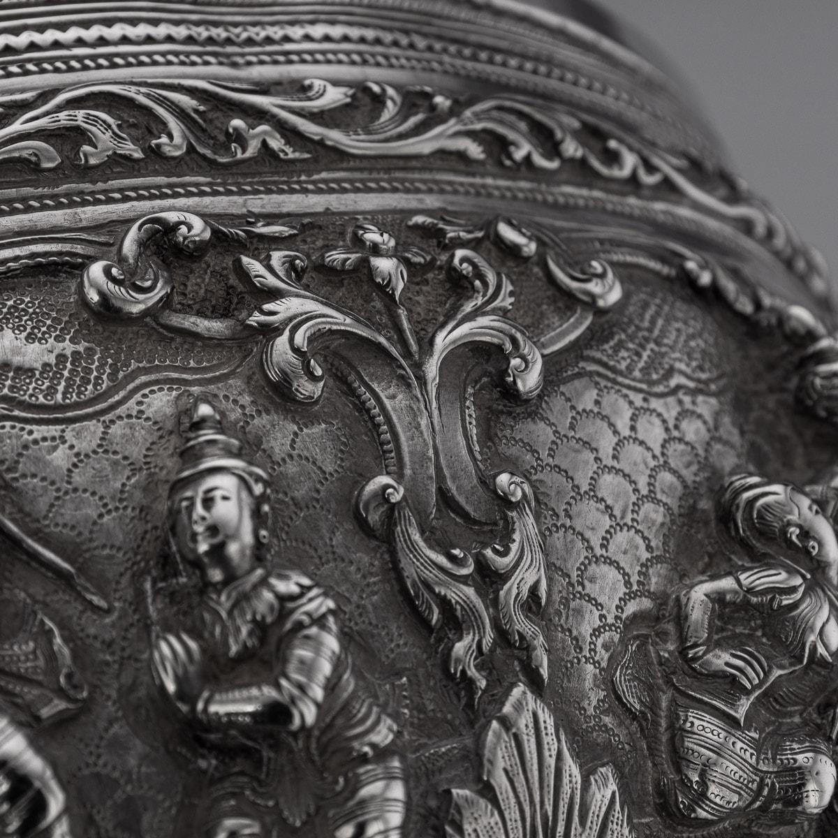 19th Century Burmese Solid Silver Thabeik Bowl, Rangoon, c.1880 For Sale 15