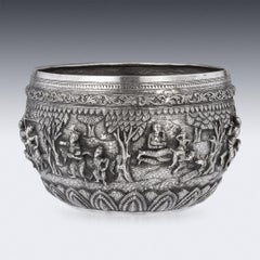19th Century Burmese Solid Silver Thabeik Bowl, Rangoon, c.1880