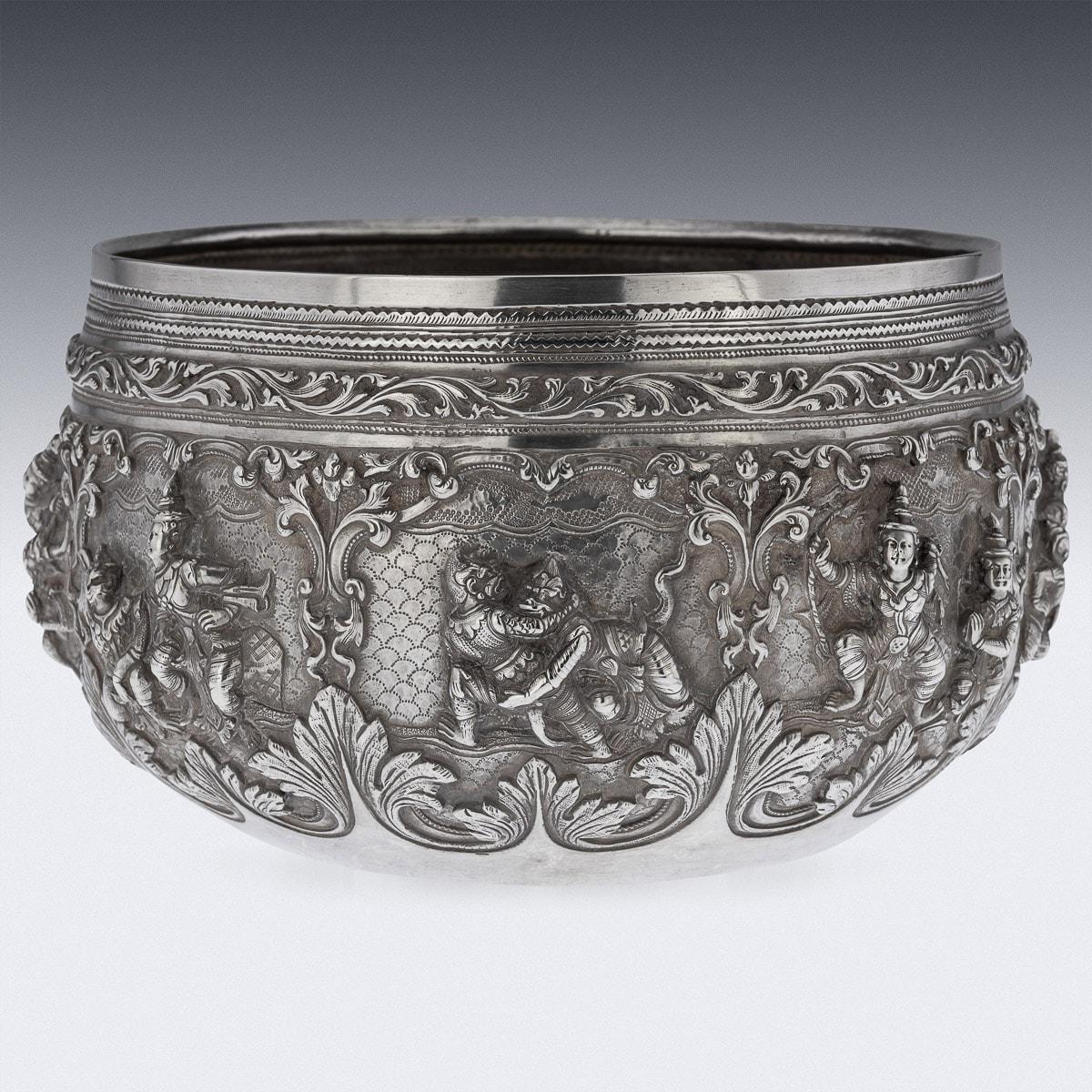 19th Century Burmese Solid Silver Thabeik Bowl, Rangoon, c.1880 In Good Condition For Sale In Royal Tunbridge Wells, Kent