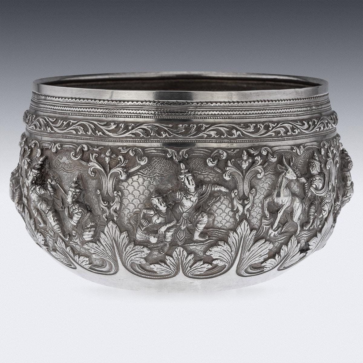 19th Century Burmese Solid Silver Thabeik Bowl, Rangoon, c.1880 For Sale 1