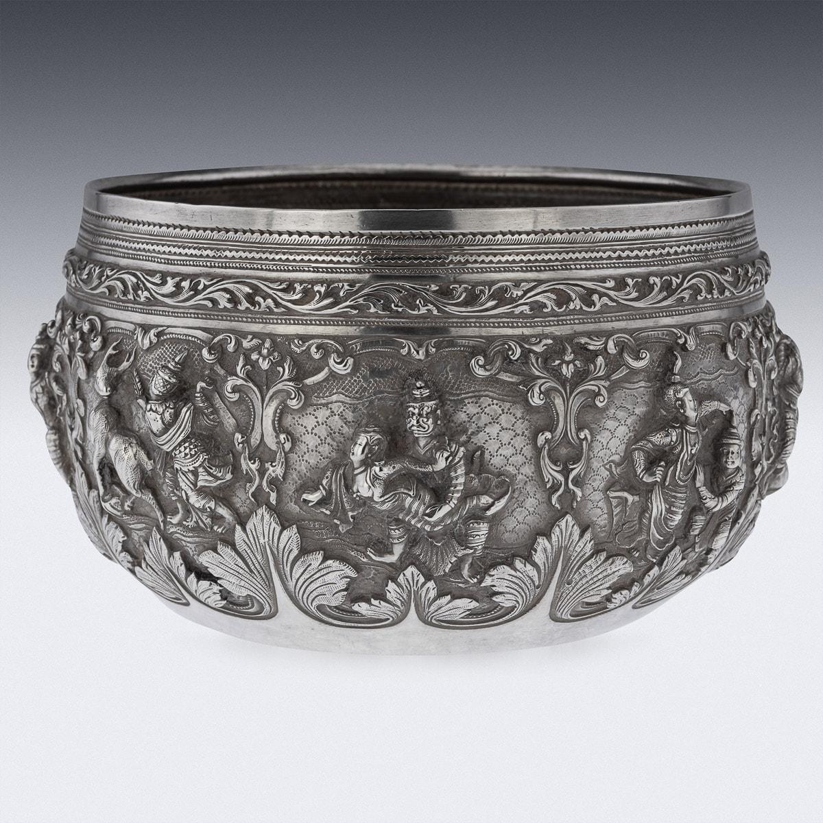 19th Century Burmese Solid Silver Thabeik Bowl, Rangoon, c.1880 For Sale 2
