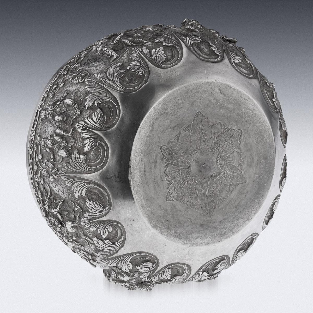 19th Century Burmese Solid Silver Thabeik Bowl, Rangoon, c.1880 For Sale 4