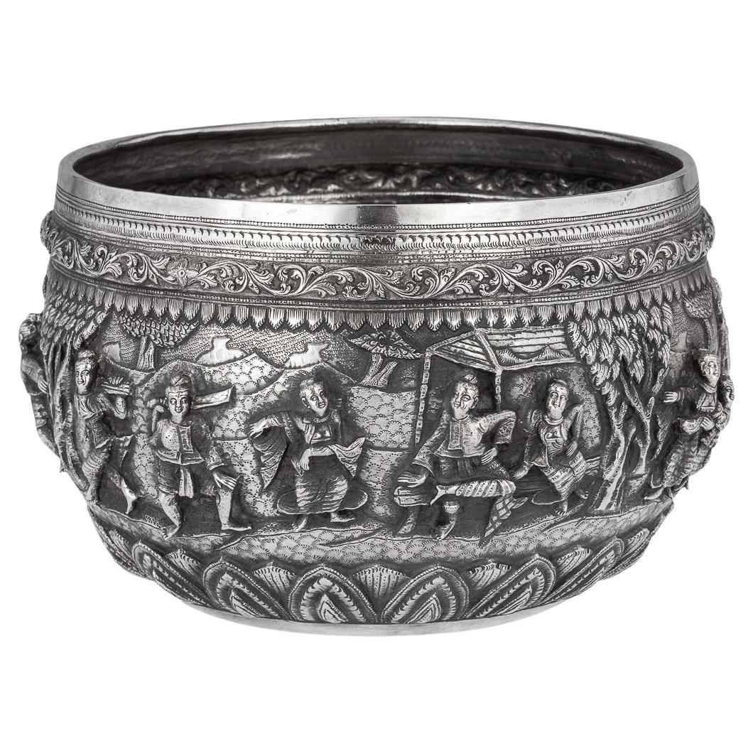 19th Century Burmese Solid Silver Thabeik Bowl, Rangoon, c.1880