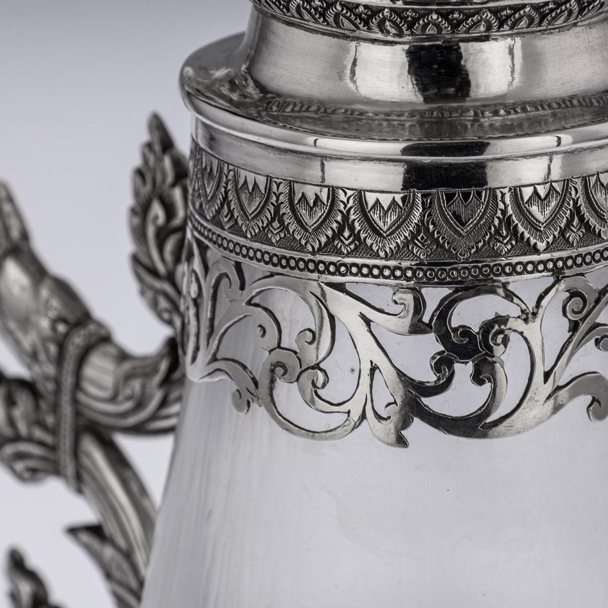 19th Century Burmese Solid Silver Wine Jug, Maung Shwe Yon, c.1890 For Sale 13