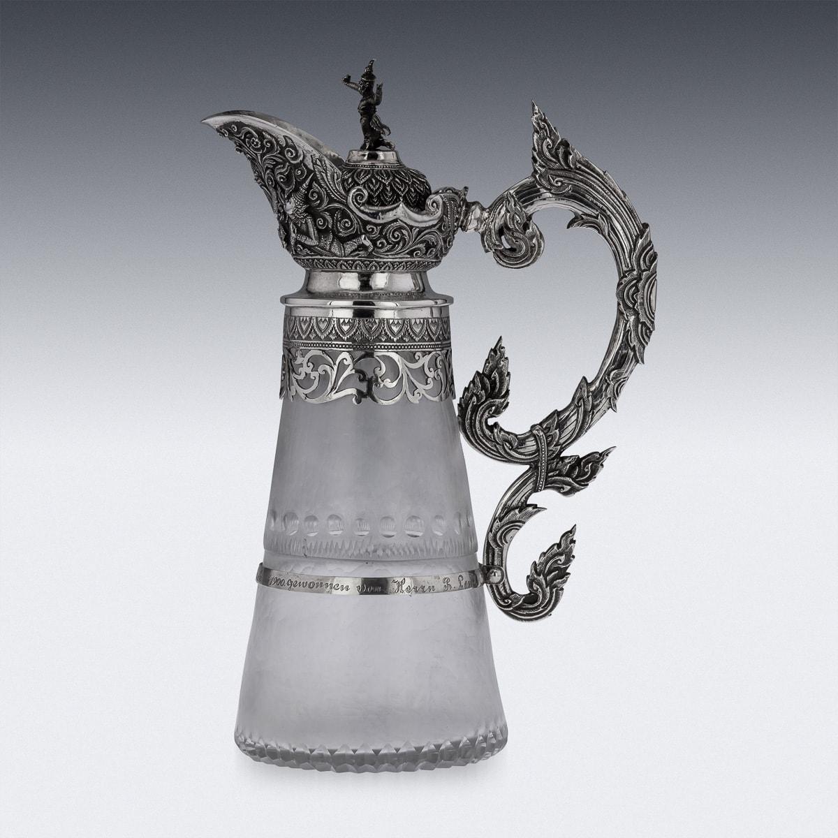 19th Century Burmese Solid Silver Wine Jug, Maung Shwe Yon, c.1890 In Good Condition For Sale In Royal Tunbridge Wells, Kent