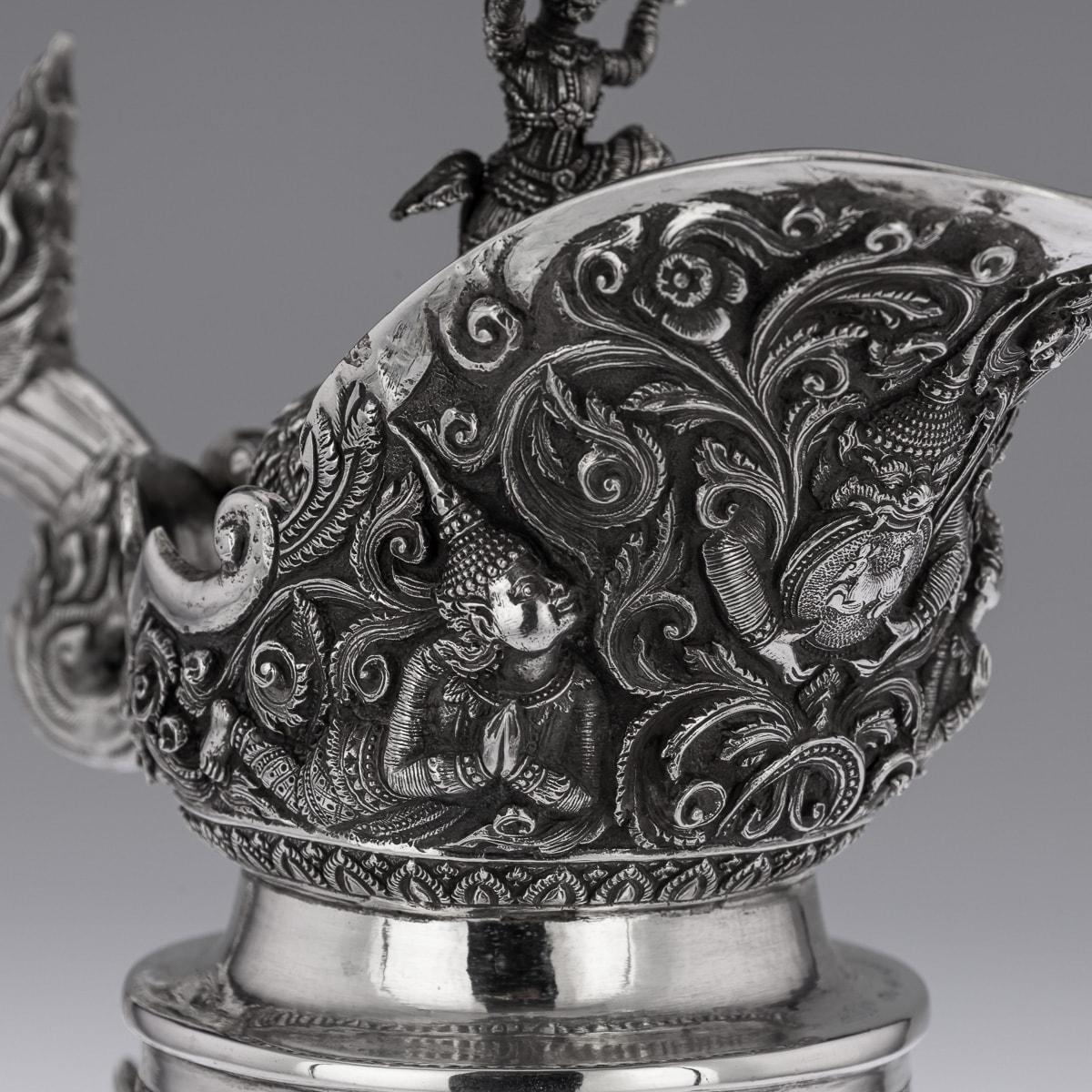 19th Century Burmese Solid Silver Wine Jug, Maung Shwe Yon, c.1890 For Sale 5