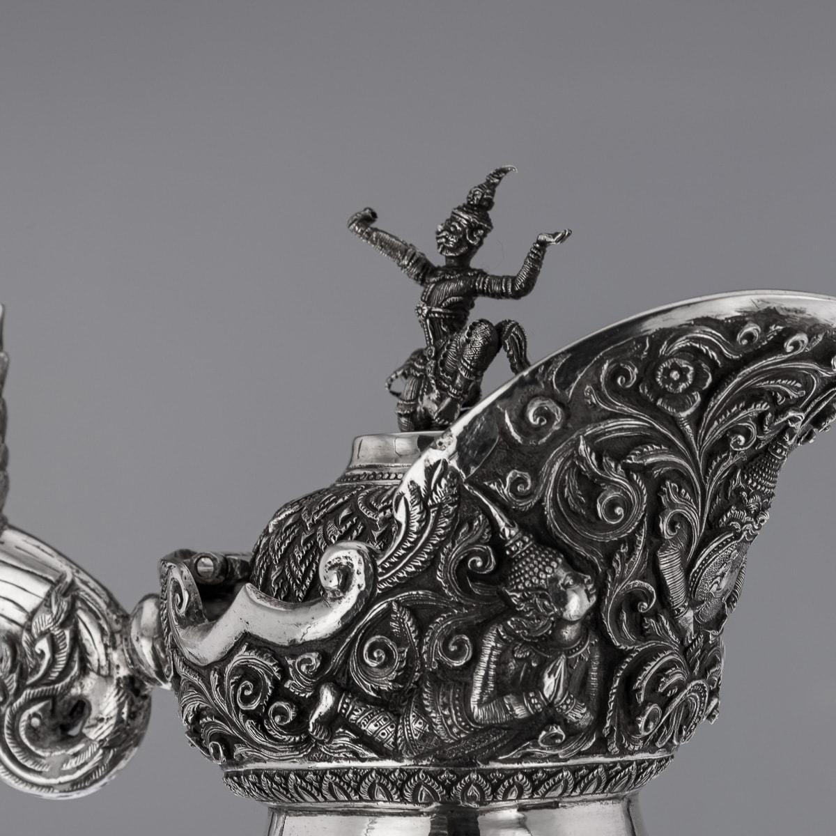 19th Century Burmese Solid Silver Wine Jug, Maung Shwe Yon, c.1890 For Sale 6
