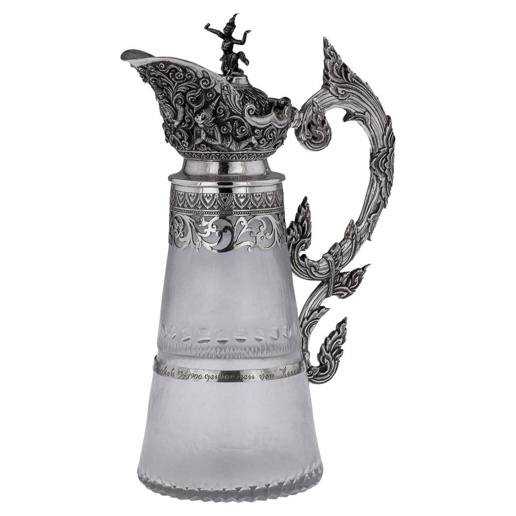 19th Century Burmese Solid Silver Wine Jug, Maung Shwe Yon, c.1890 For Sale