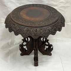 19th Century Burmese / South Asian Carved Wooden Side Table