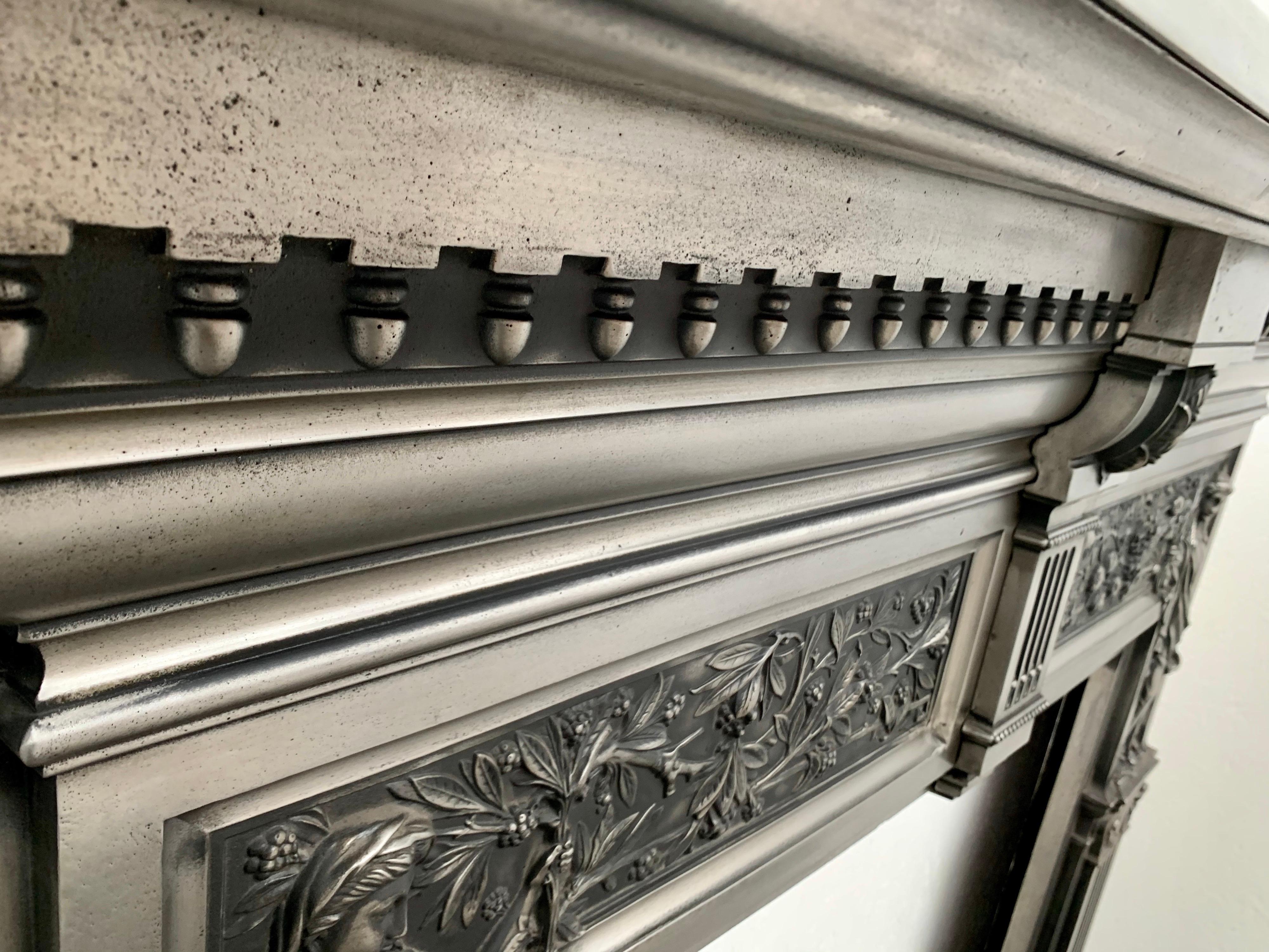 19th Century Burnished Cast Iron Fireplace Mantlepiece 6