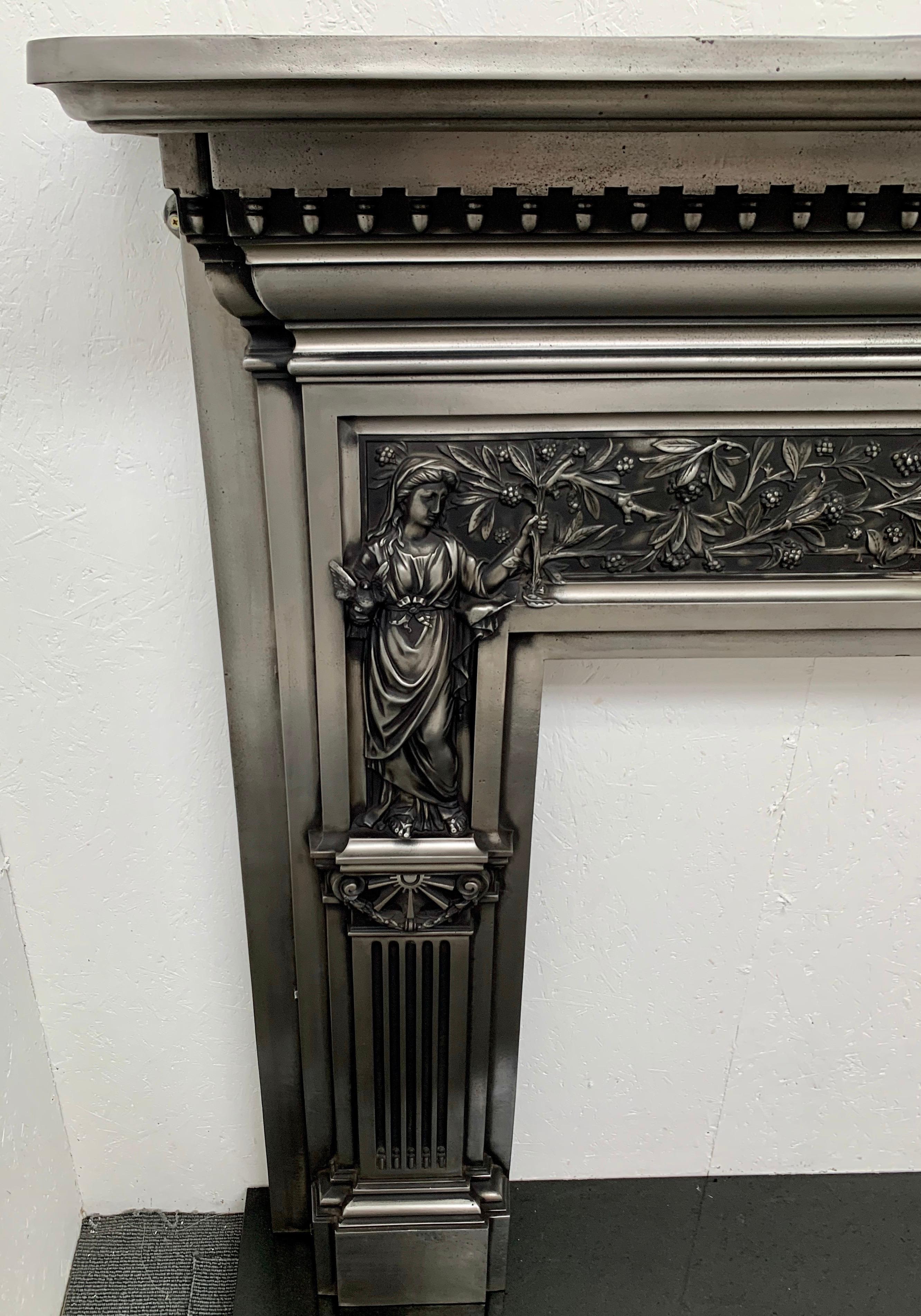 19th Century Burnished Cast Iron Fireplace Mantlepiece For Sale 10