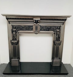 19th Century Burnished Cast Iron Fireplace Mantlepiece
