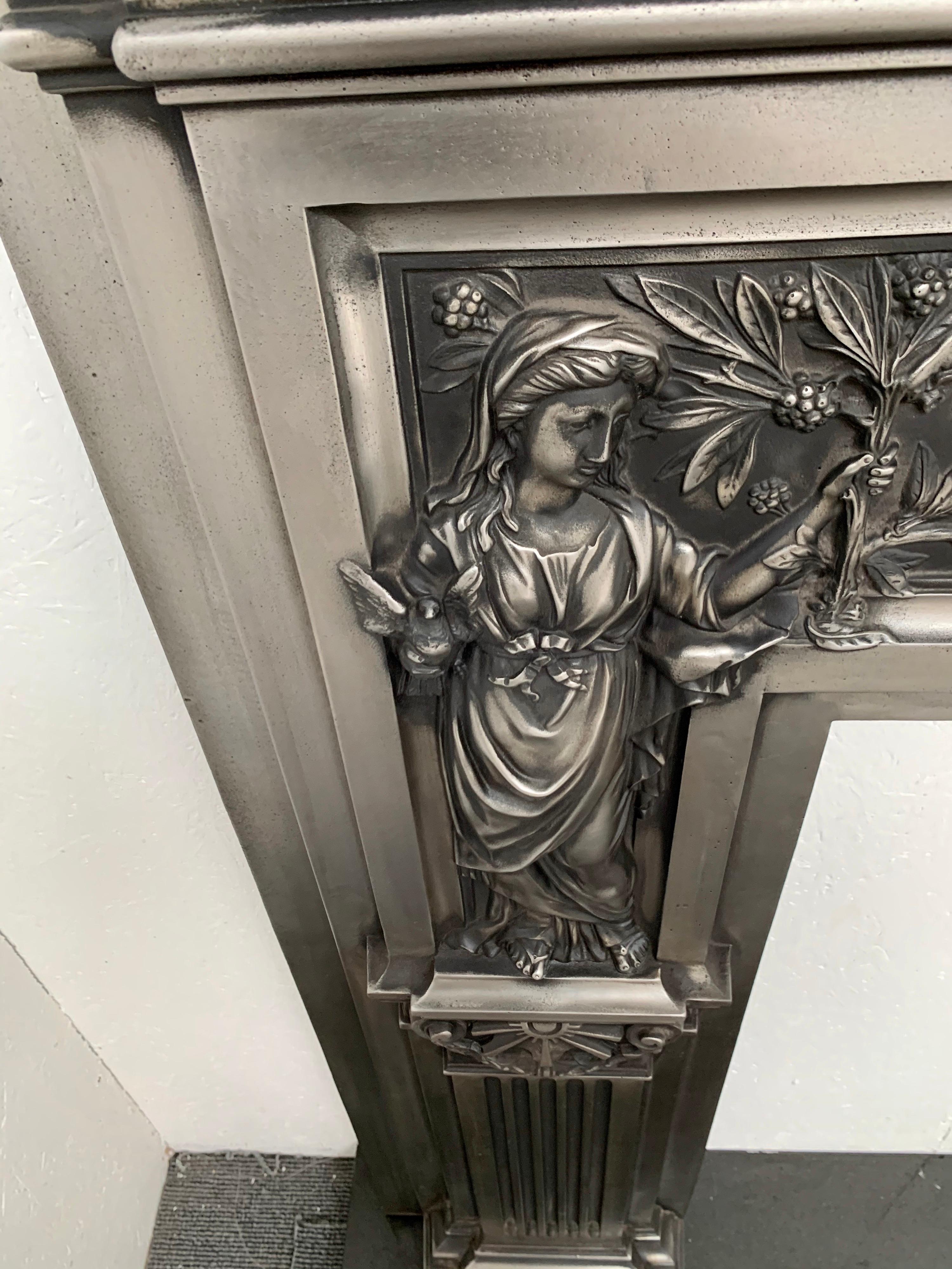 19th Century Burnished Cast Iron Fireplace Mantlepiece 2