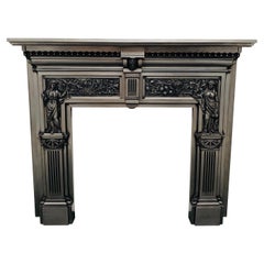 19th Century Burnished Cast Iron Fireplace Mantlepiece