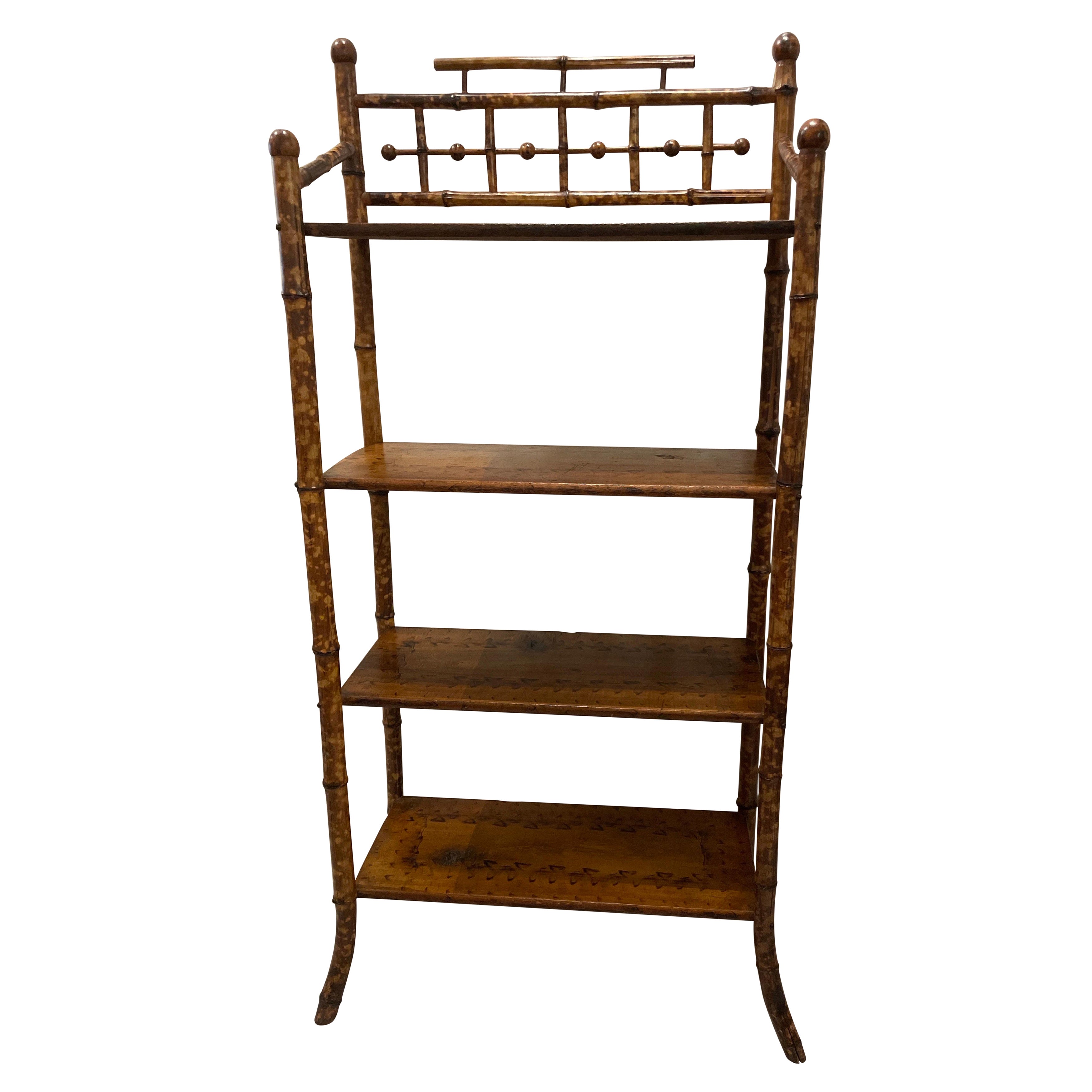 19th Century Burnt Bamboo Etagere
