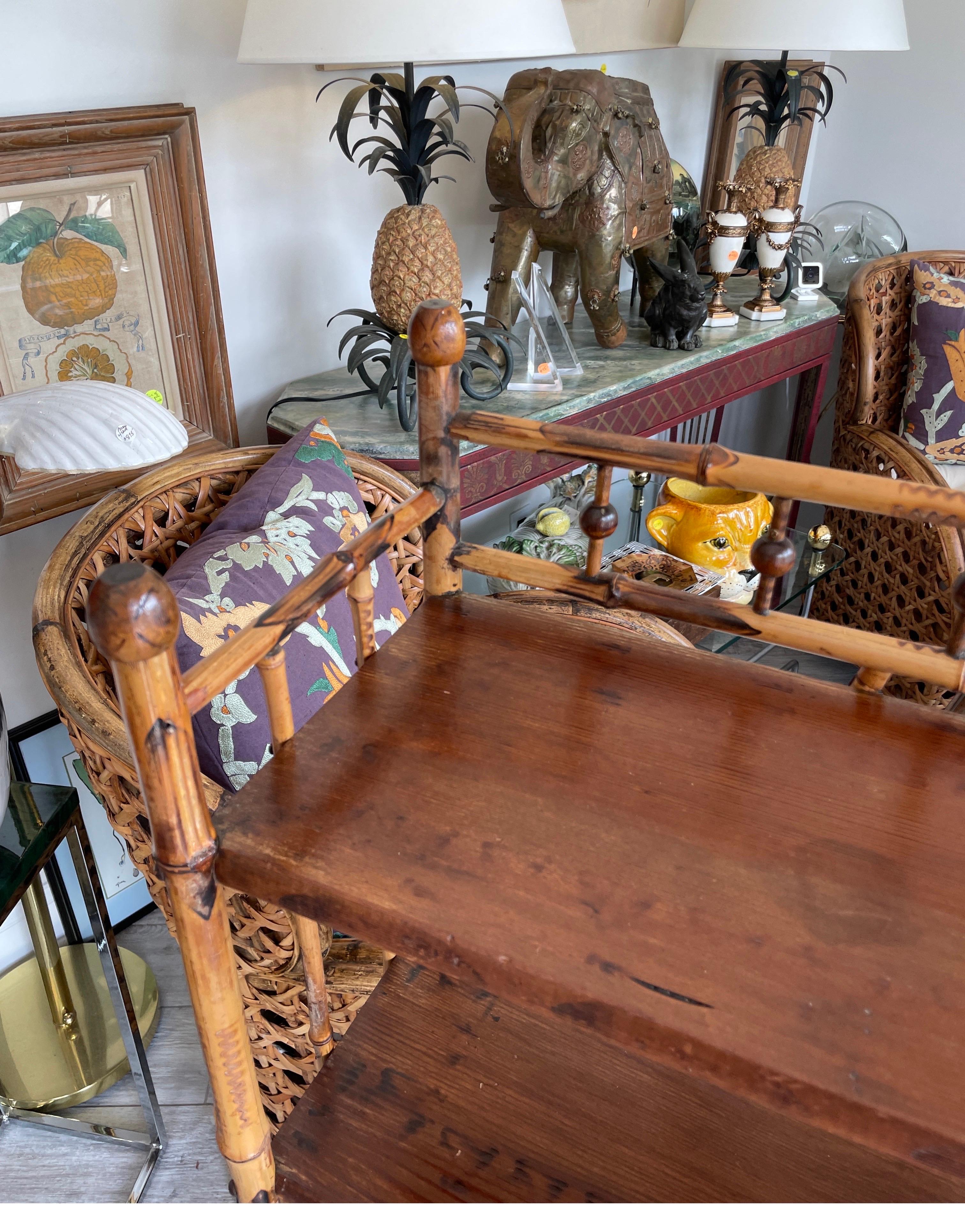 19th Century Burnt Bamboo Four Shelf Etagere 2