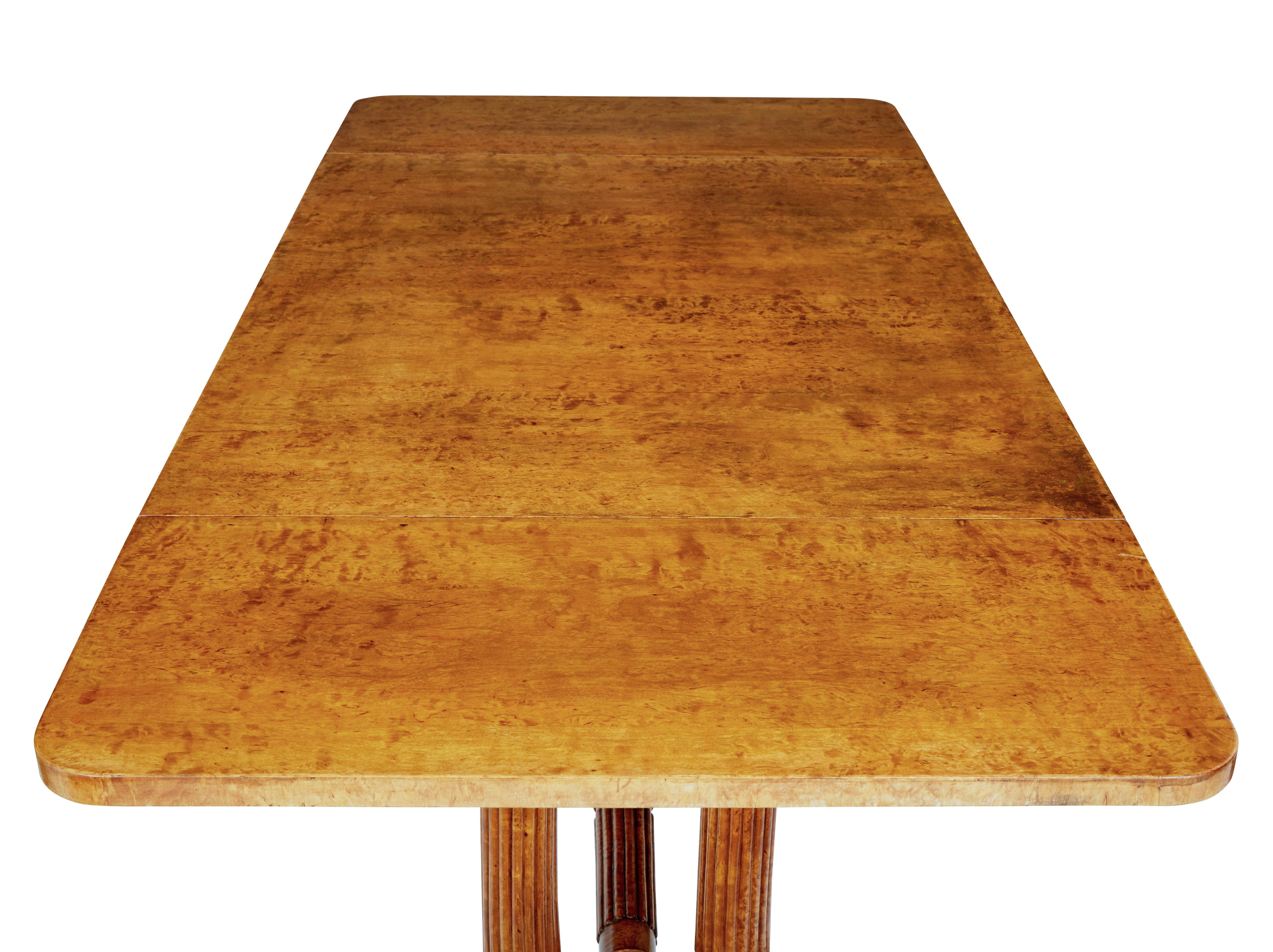 19th century burr birch Biedermeier sofa table For Sale 3