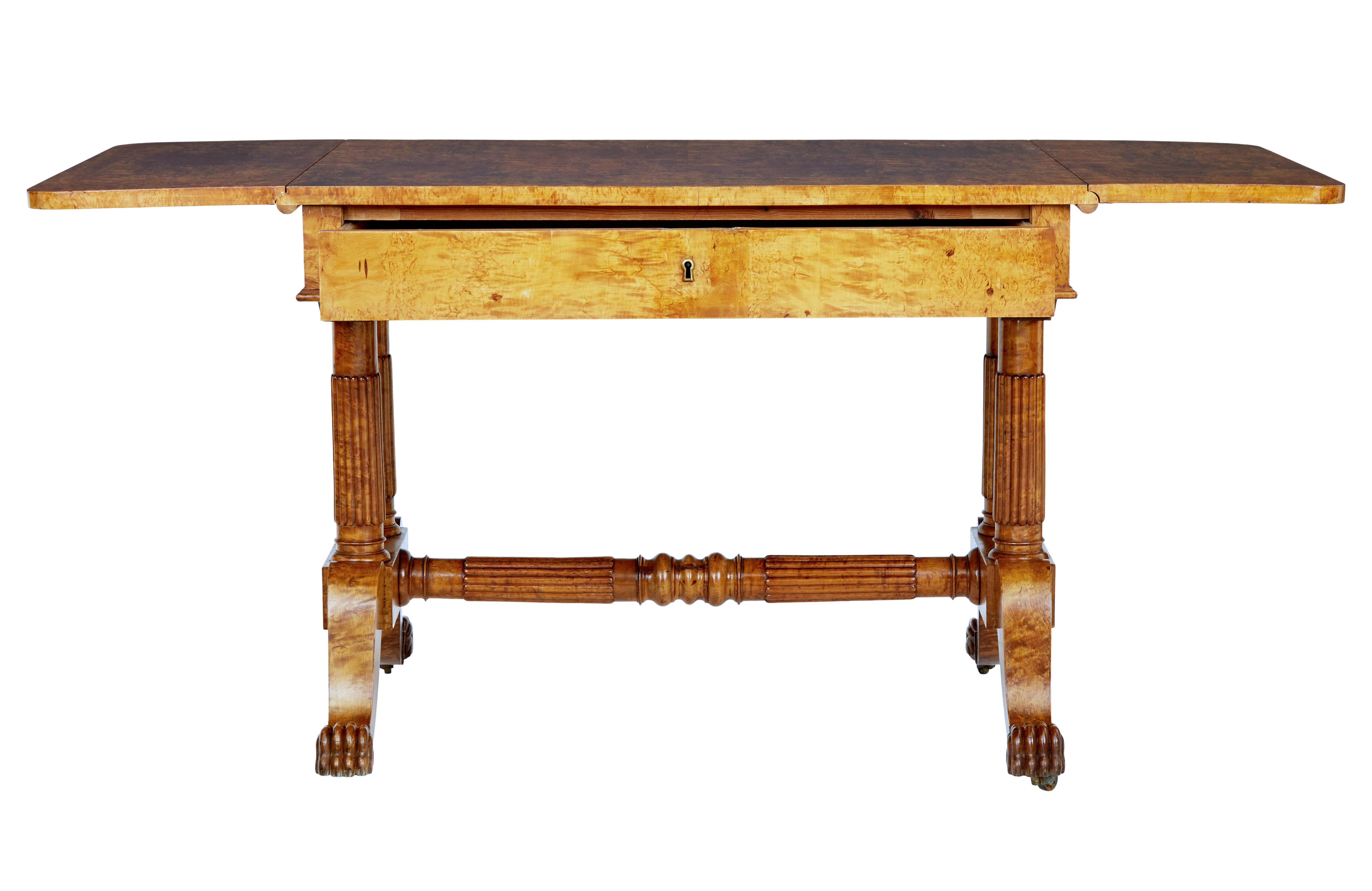Swedish 19th Century Burr Birch Biedermeier Sofa Table