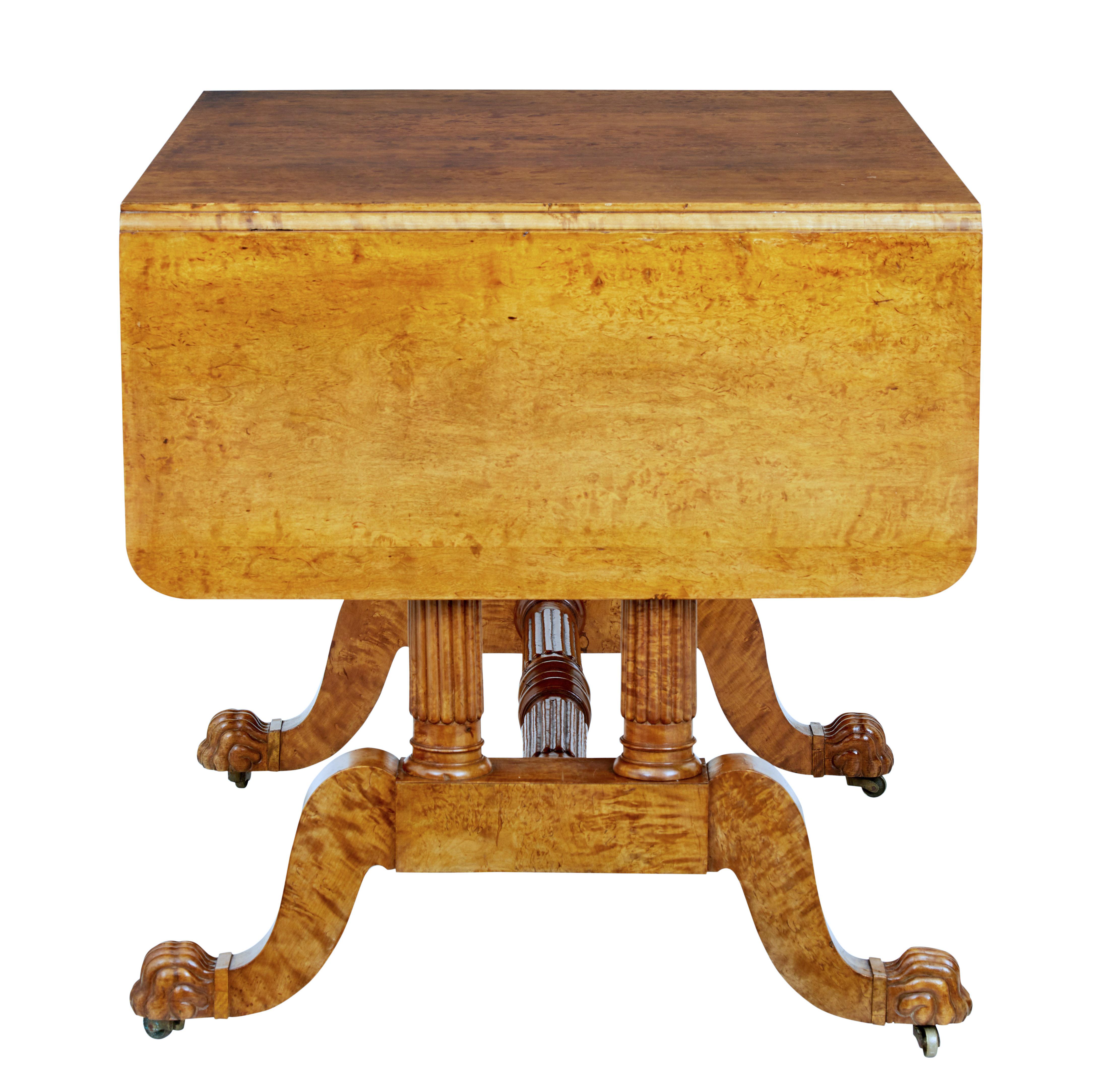 19th Century Burr Birch Biedermeier Sofa Table 2
