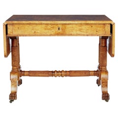 19th Century Burr Birch Biedermeier Sofa Table