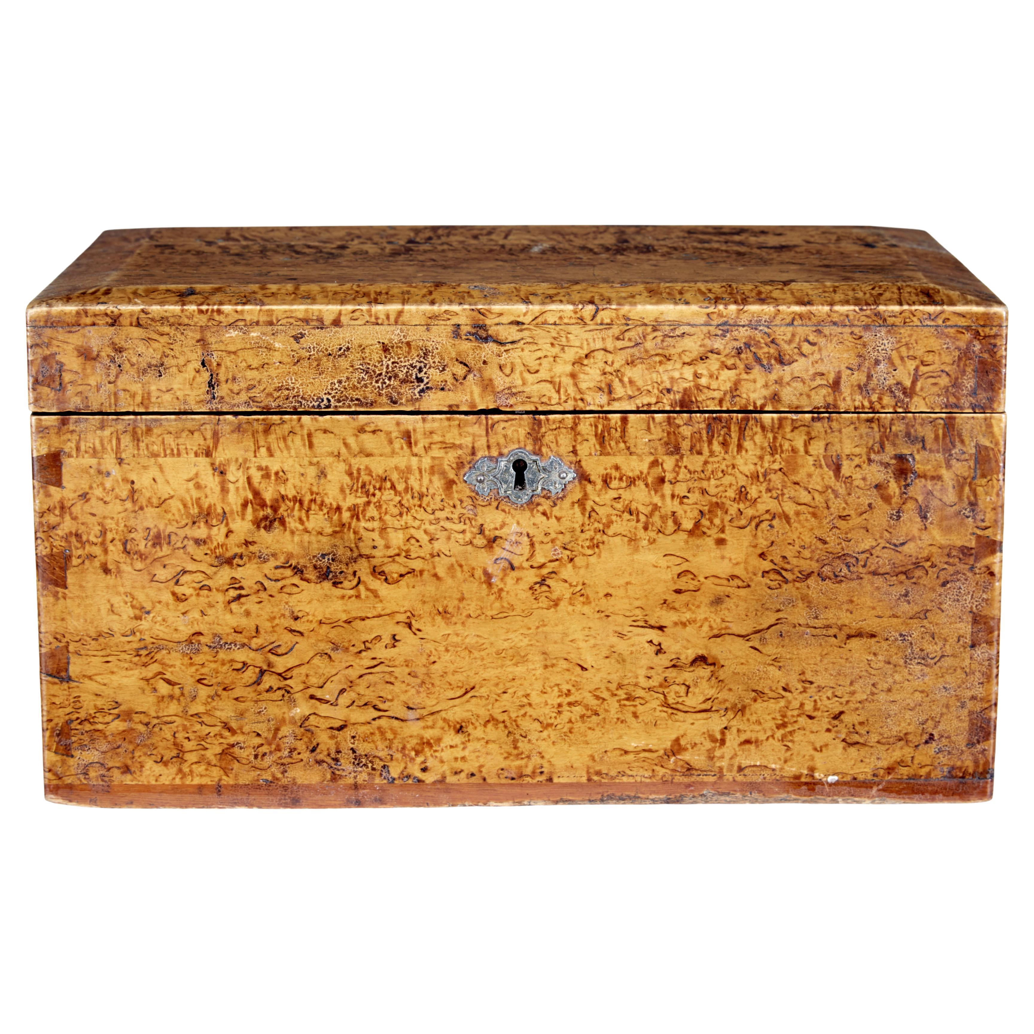 19th Century burr birch sugar box For Sale