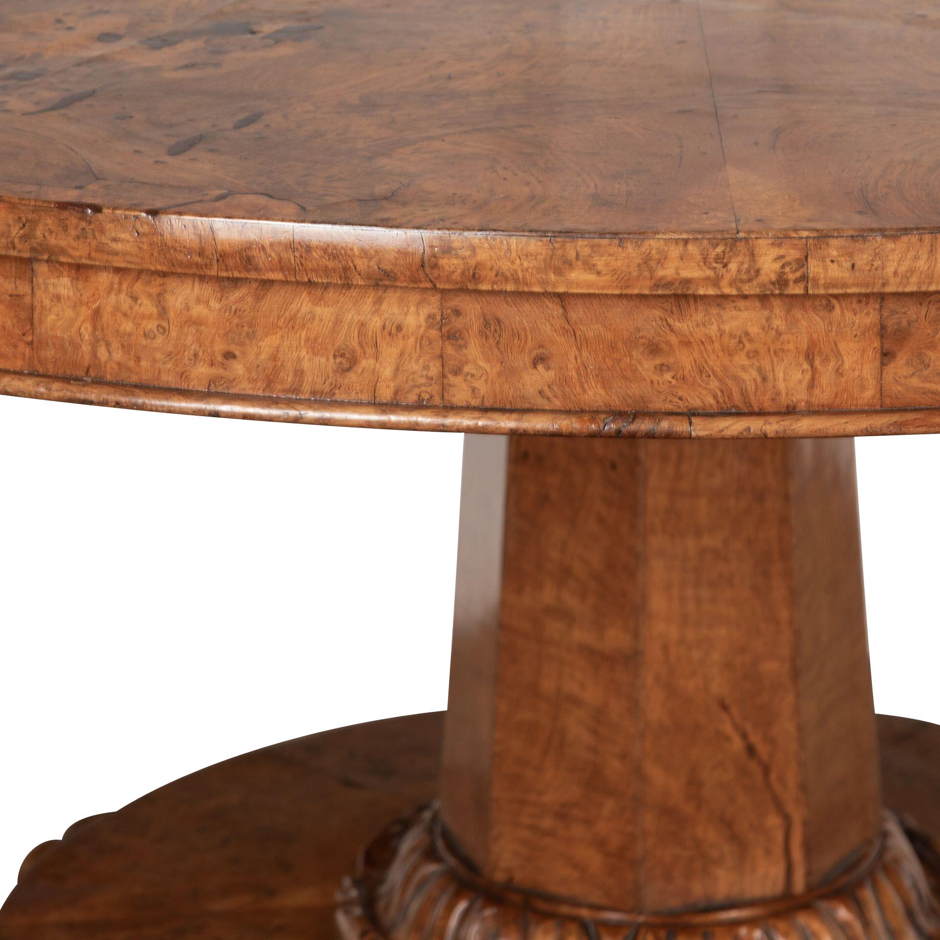 19th Century Burr Oak Centre Table For Sale 1
