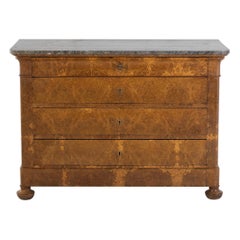Antique 19th Century Burr Oak Commode with Marble Top