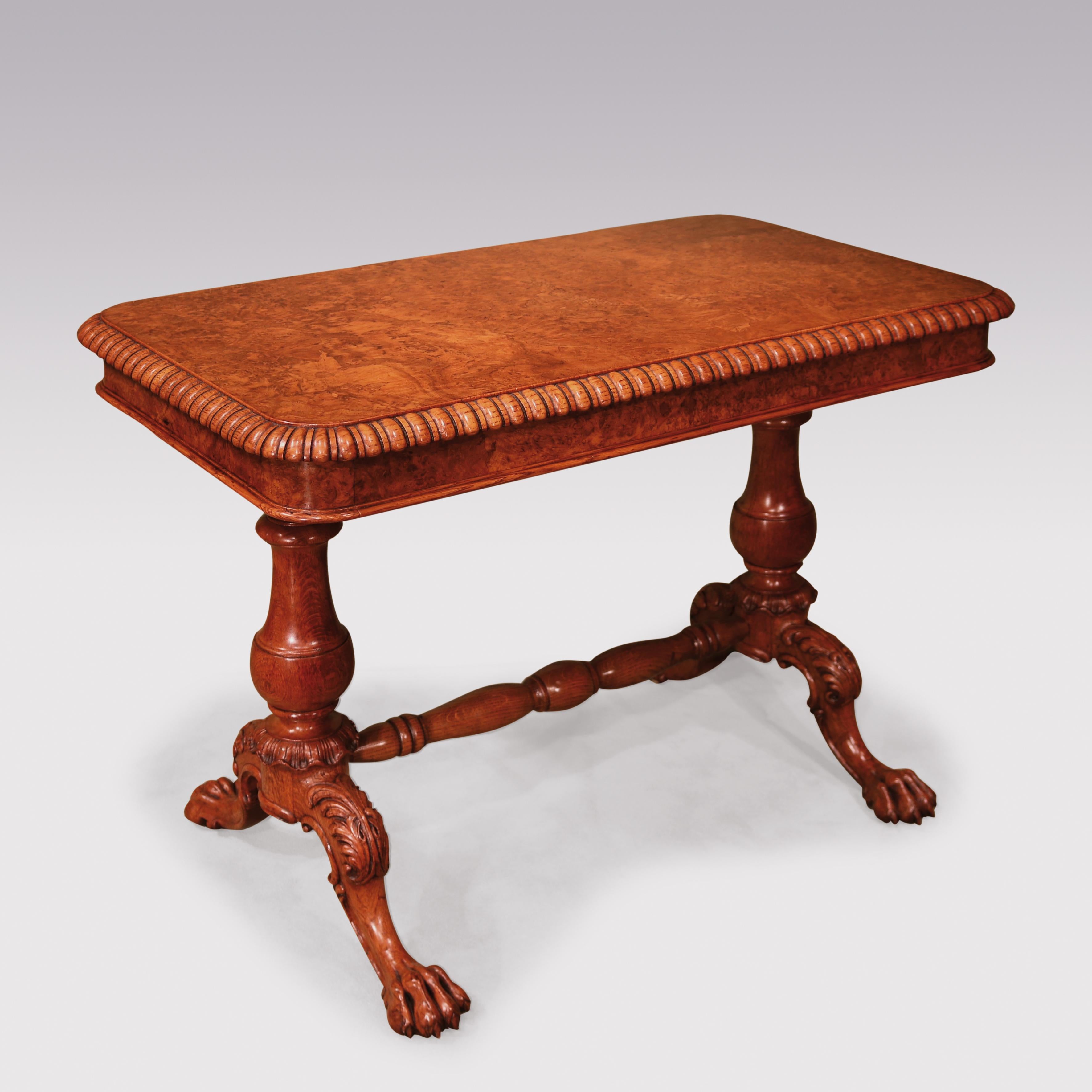 19th Century Burr Oak Writing Table For Sale 1