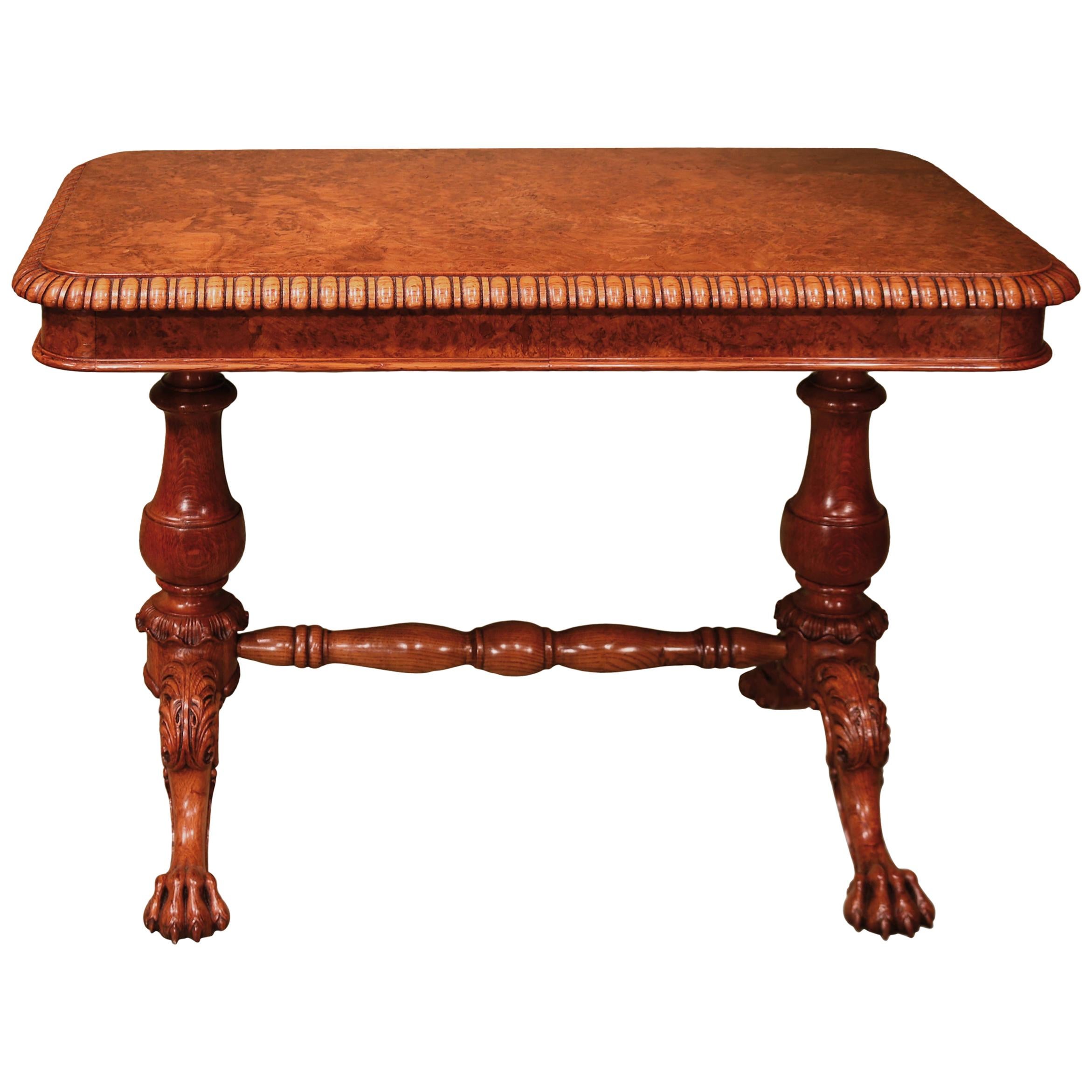 19th Century Burr Oak Writing Table