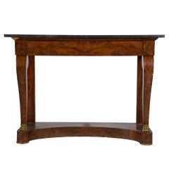 19th Century Burr Walnut and Black Marble French Console