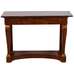 19th Century Burr Walnut and Black Marble French Console