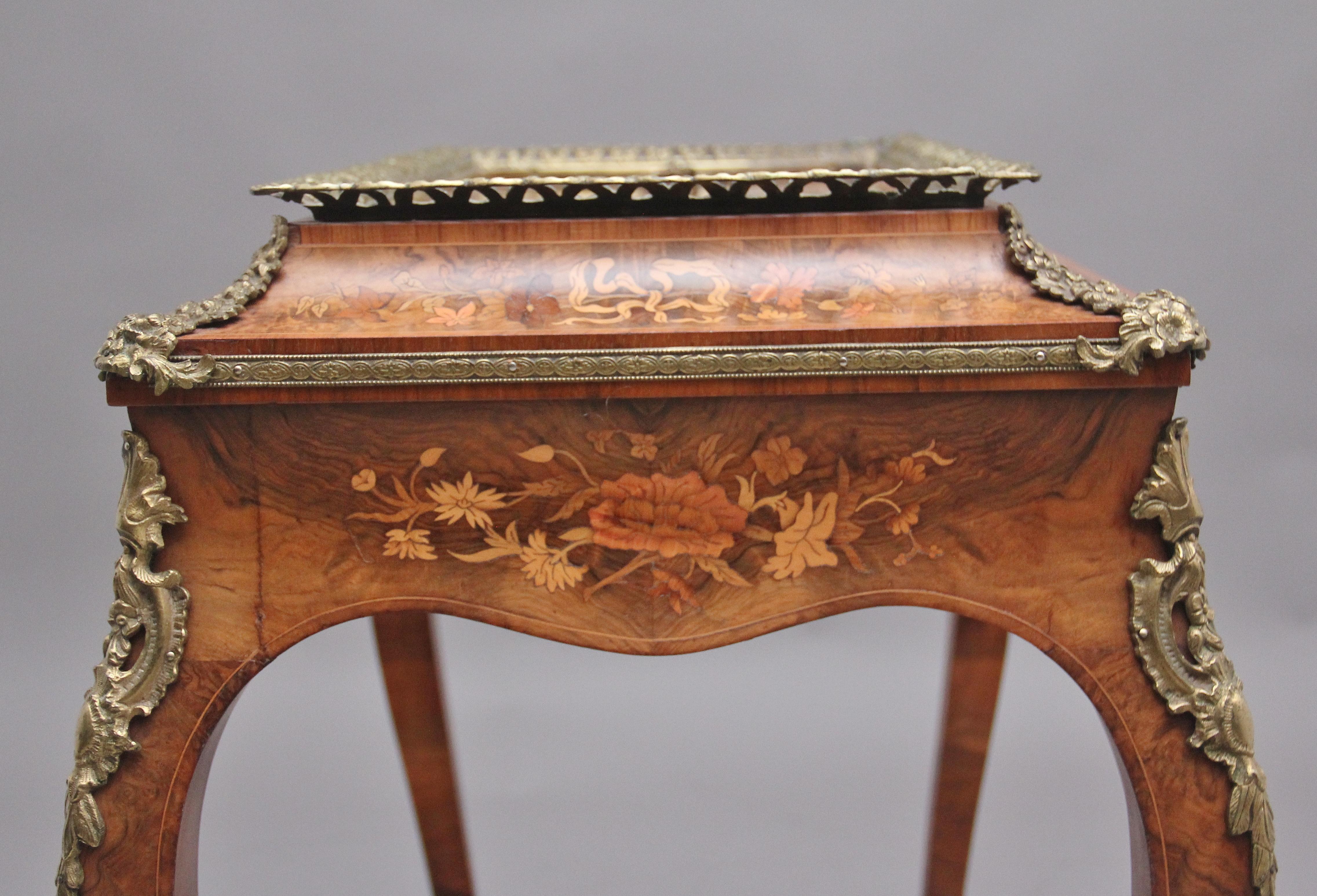 19th Century Burr Walnut and Marquetry Jardiniere For Sale 4