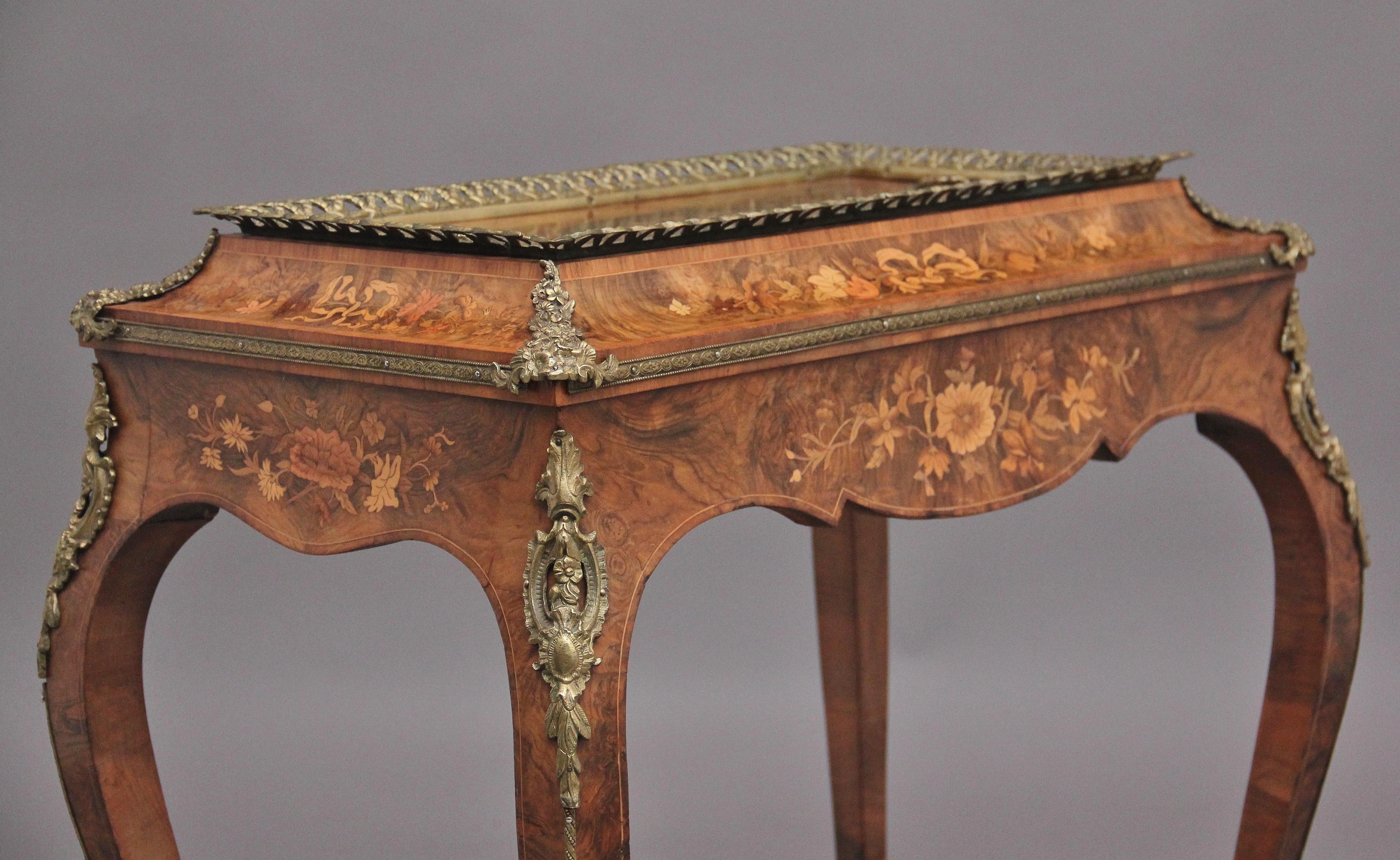19th Century Burr Walnut and Marquetry Jardiniere For Sale 11