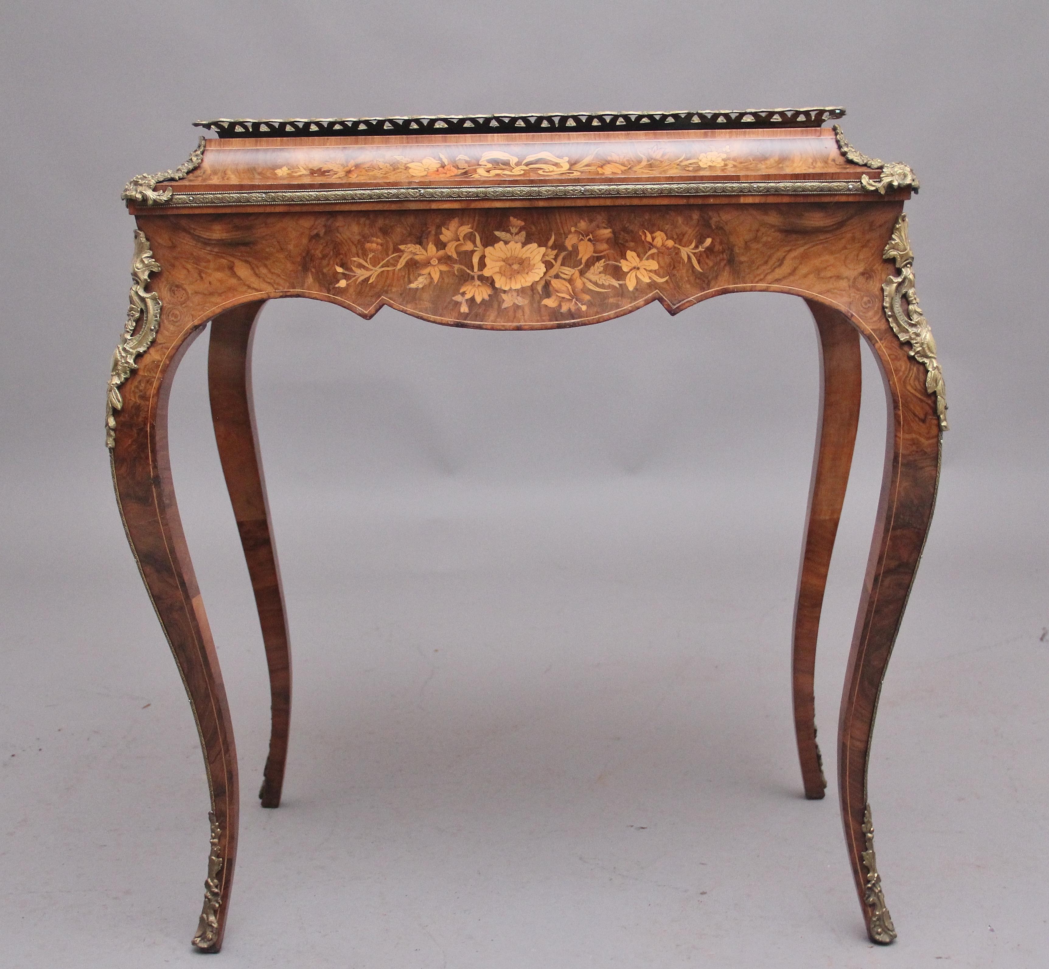 Victorian 19th Century Burr Walnut and Marquetry Jardiniere For Sale