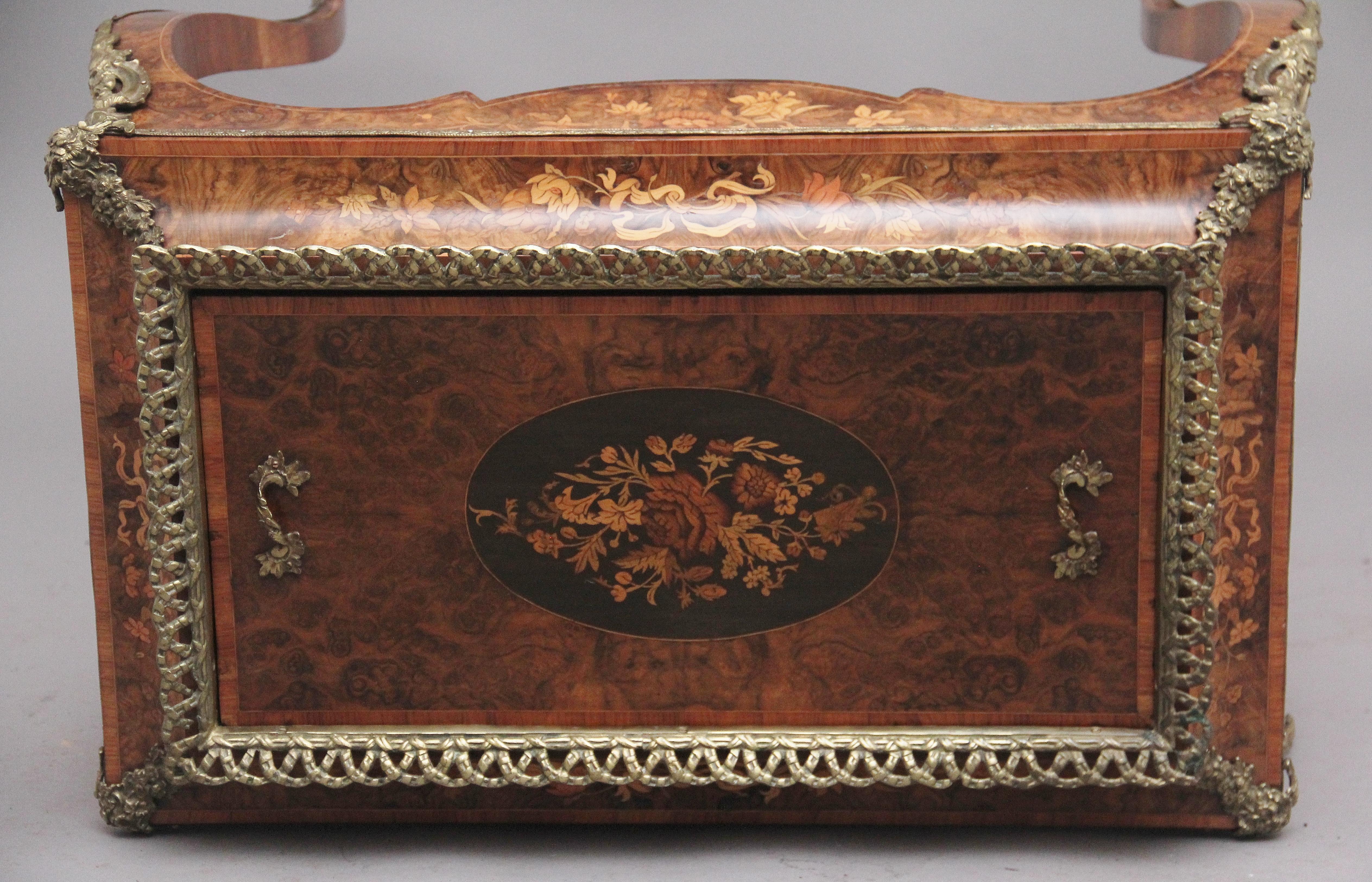 Late 19th Century 19th Century Burr Walnut and Marquetry Jardiniere For Sale