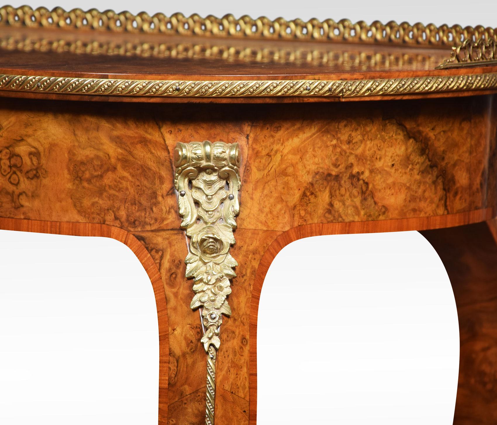 19th Century Burr Walnut and Marquetry Kidney Shaped Writing Table 4